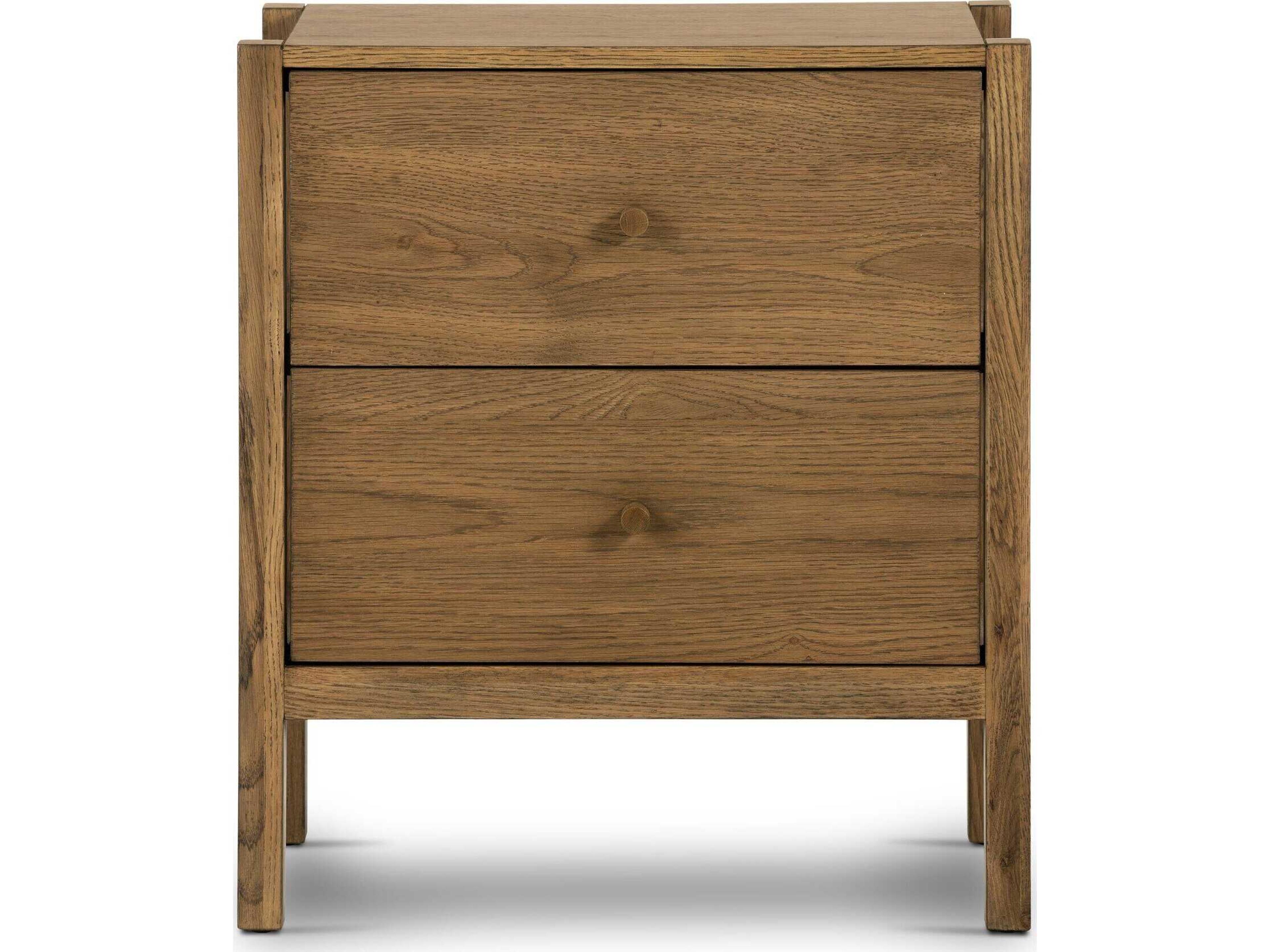Four Hands Haiden Meadow 2-Drawers Brown Oak Wood Nightstand