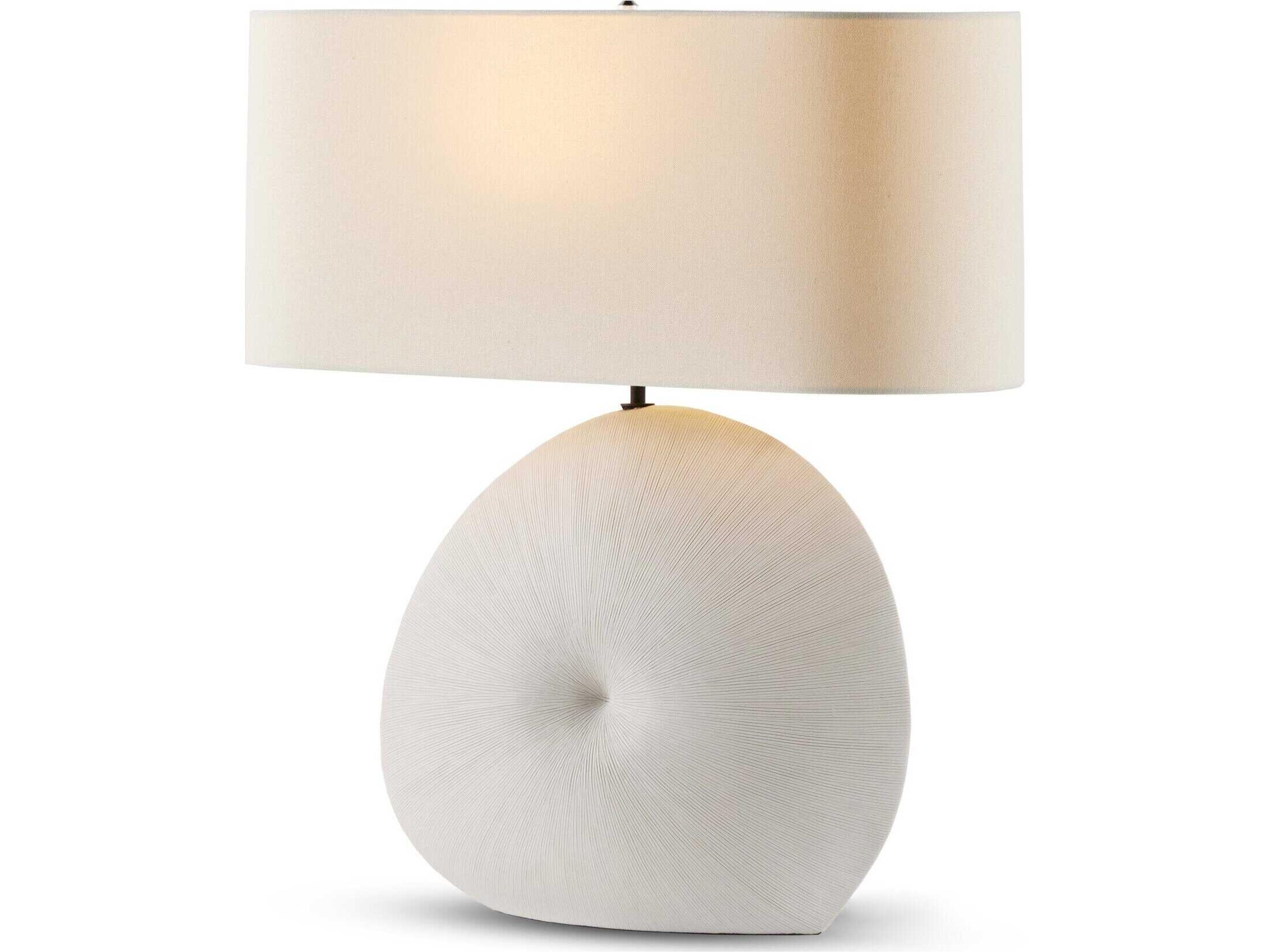 Ryker Busaba Textured Matte White Porcelain Ceramic LED Table Lamp