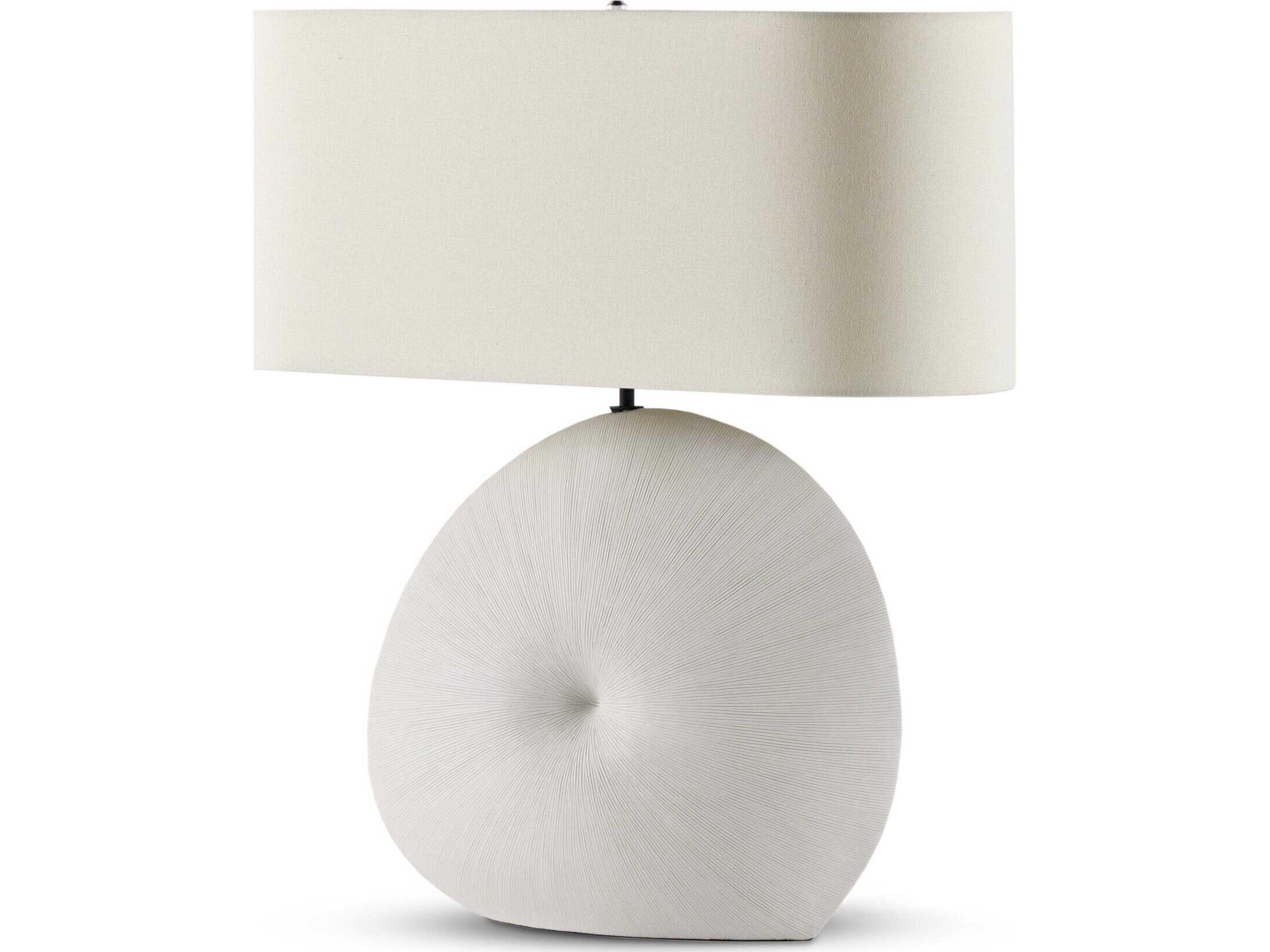 Four Hands Ryker Busaba Textured Matte White Porcelain Ceramic LED Table Lamp