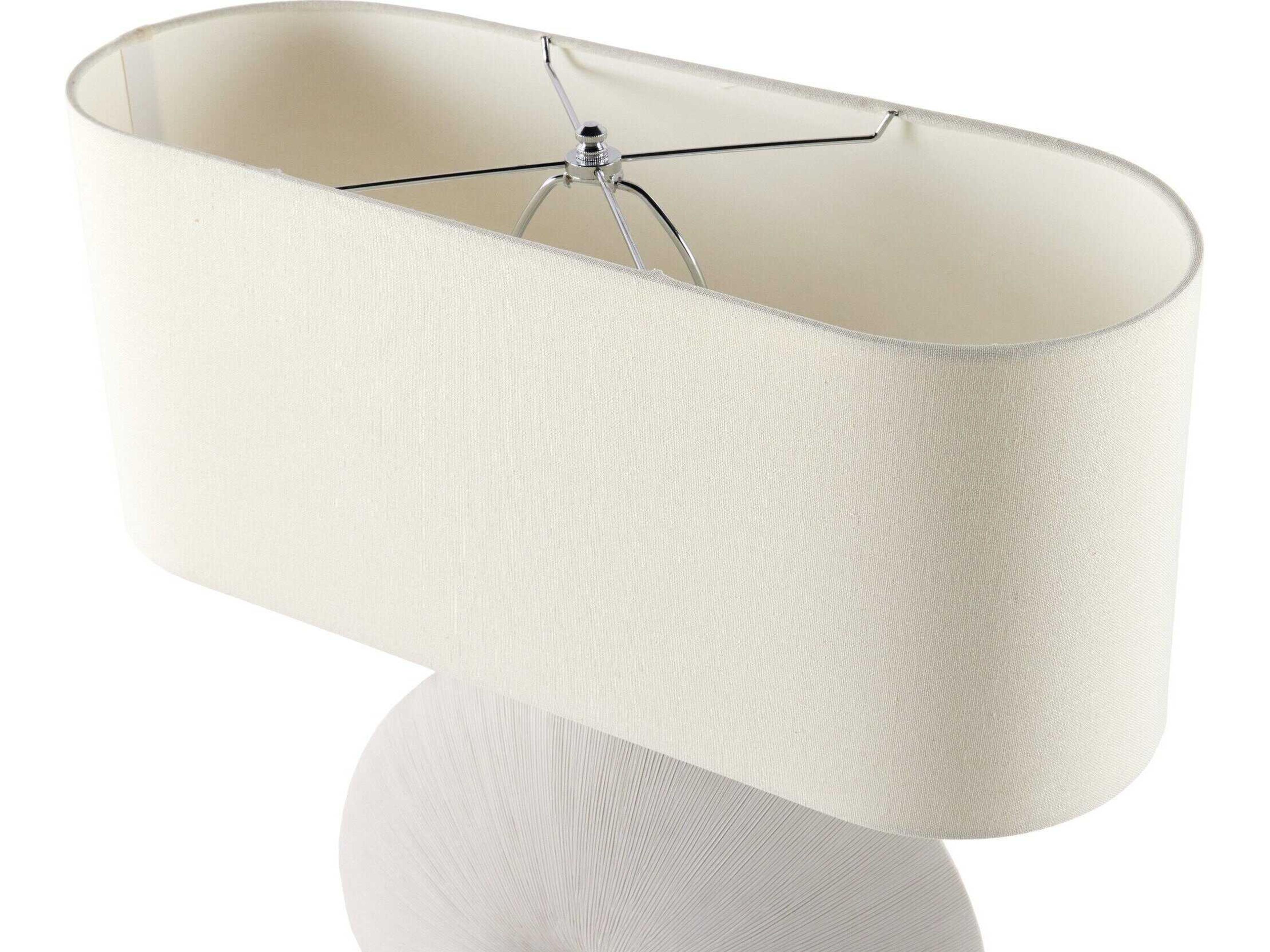 Four Hands Ryker Busaba Textured Matte White Porcelain Ceramic LED Table Lamp