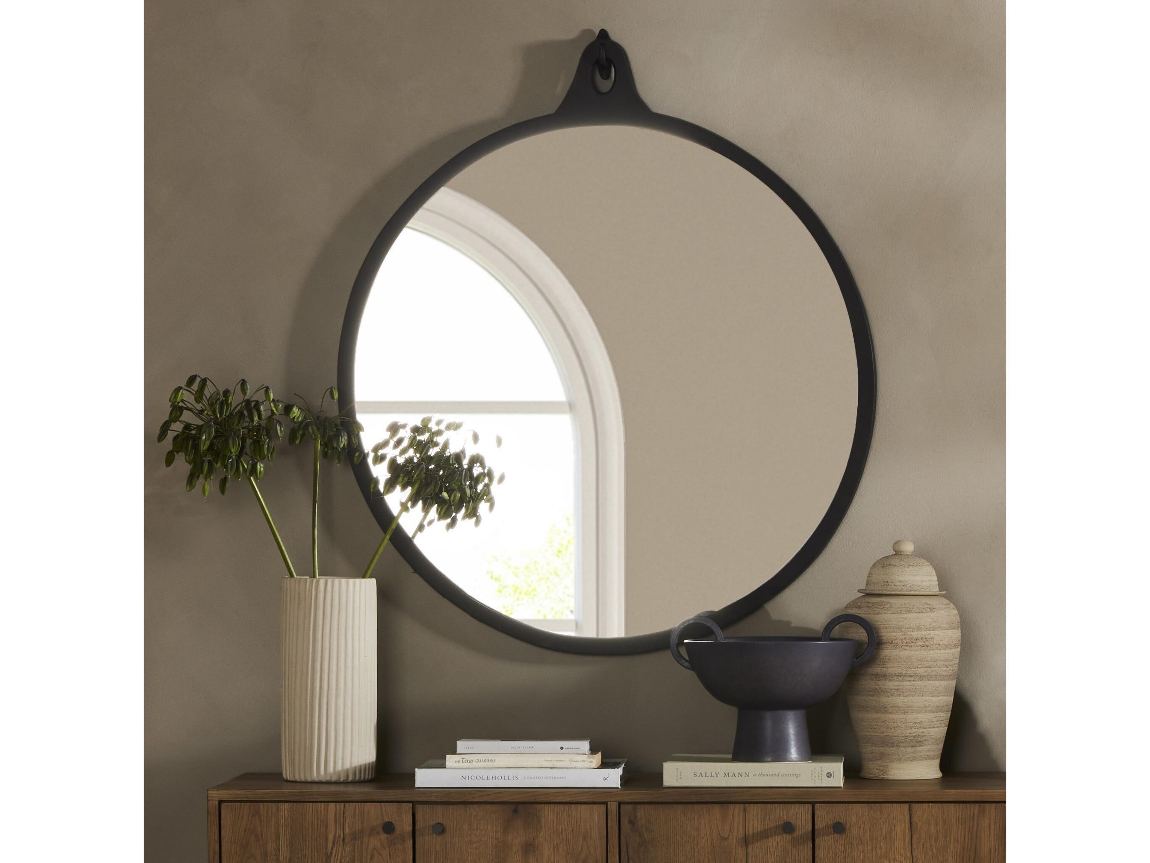 Four Hands Asher Hyde Black Aluminum Round  Mirror