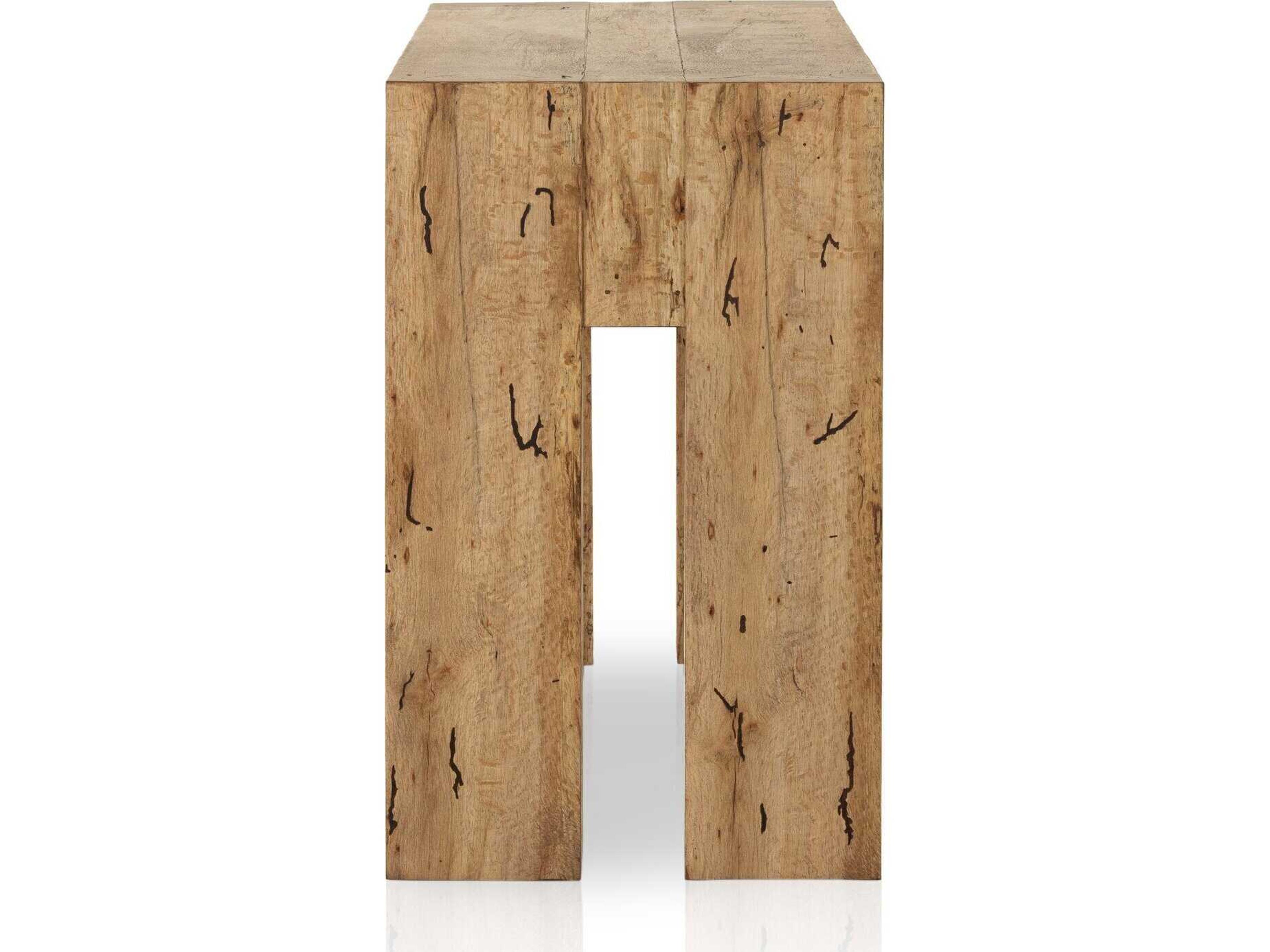 Four Hands Wesson Abaso Rectangular Rustic Wormwood Oak Console Table