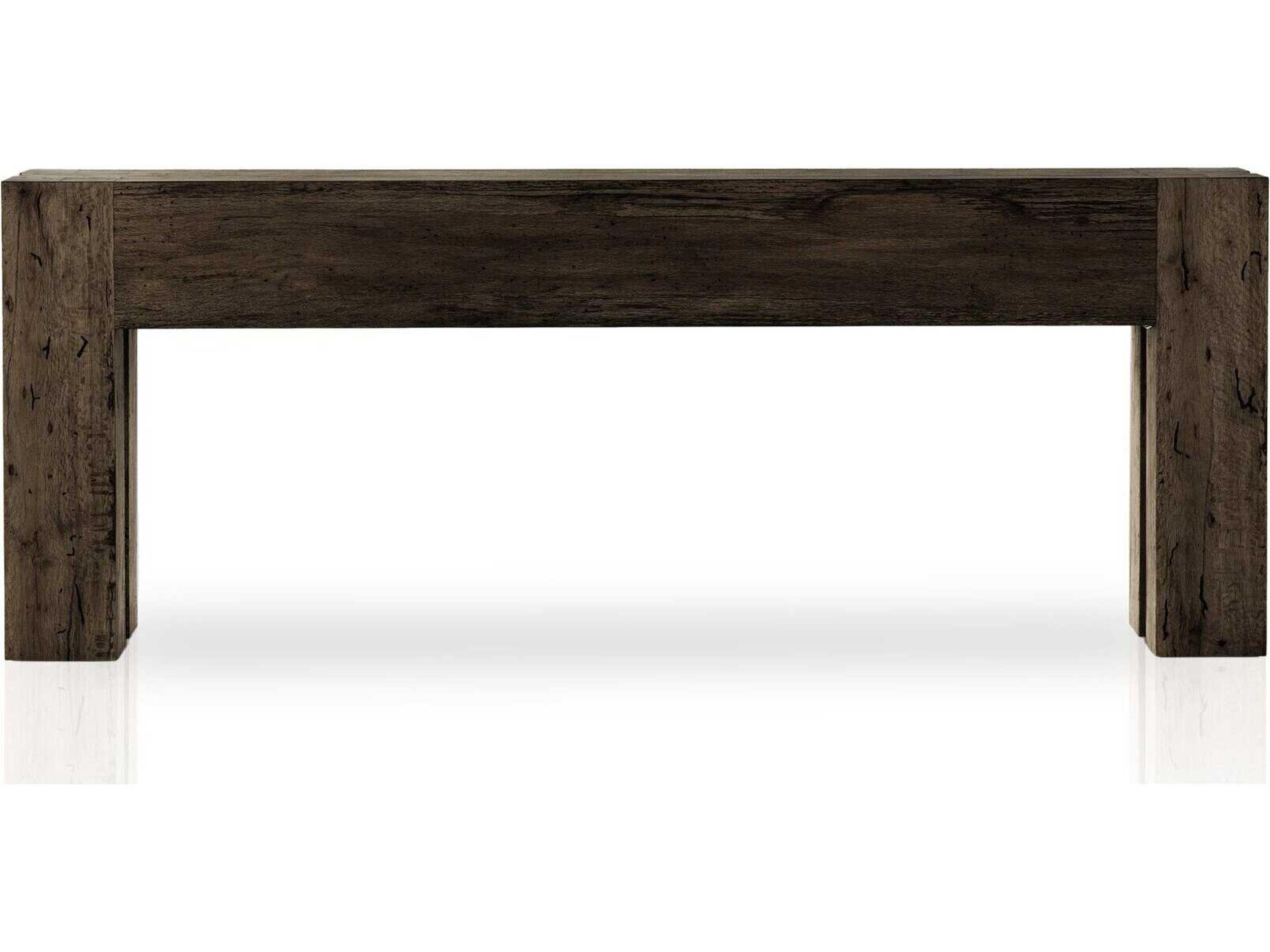 Four Hands Wesson Abaso Rectangular Ebony Rustic Wormwood Oak Console Table
