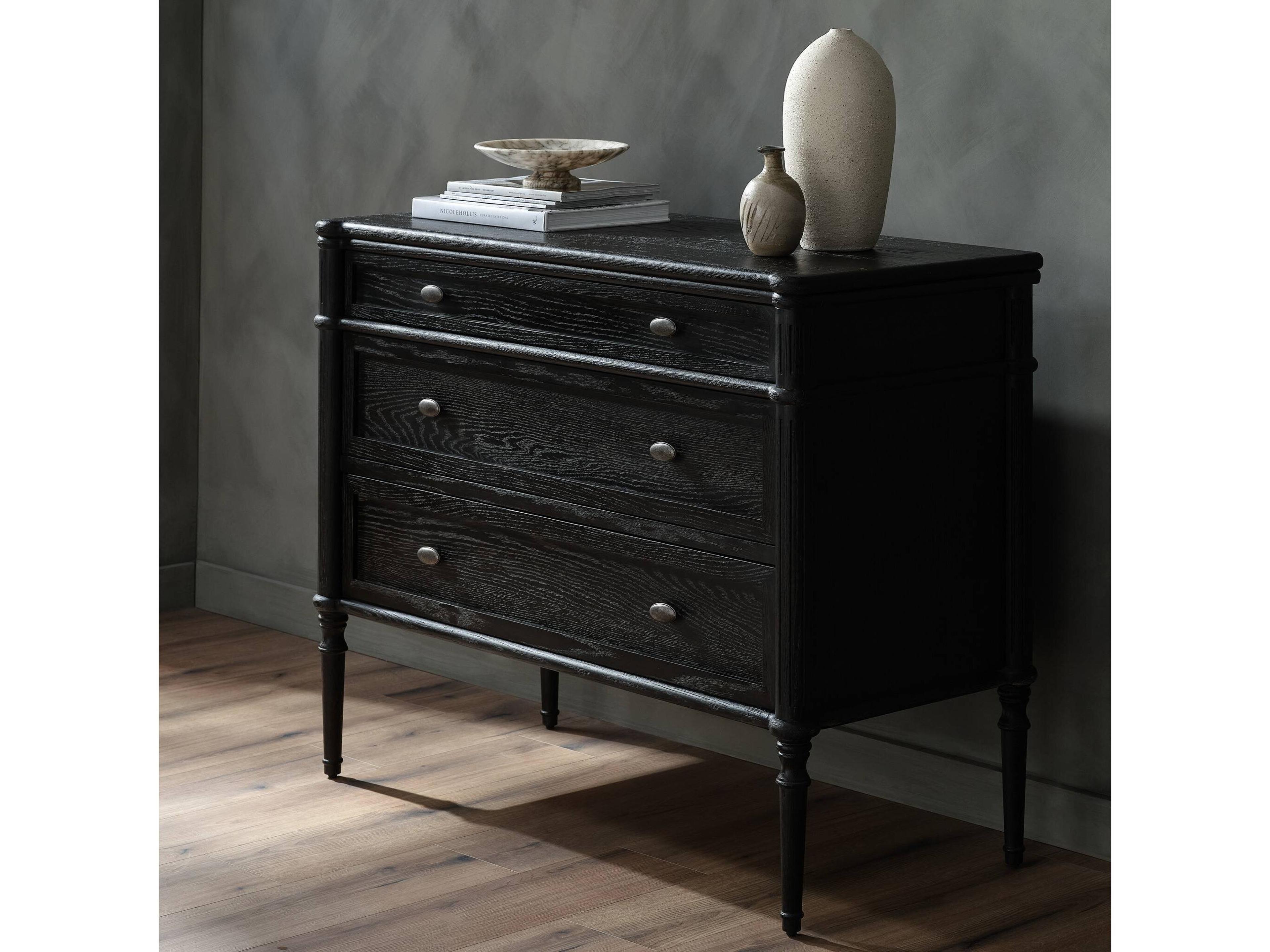 Luxecor Globetrotter Toulouse Distressed Black Oak Mango Wood Chest