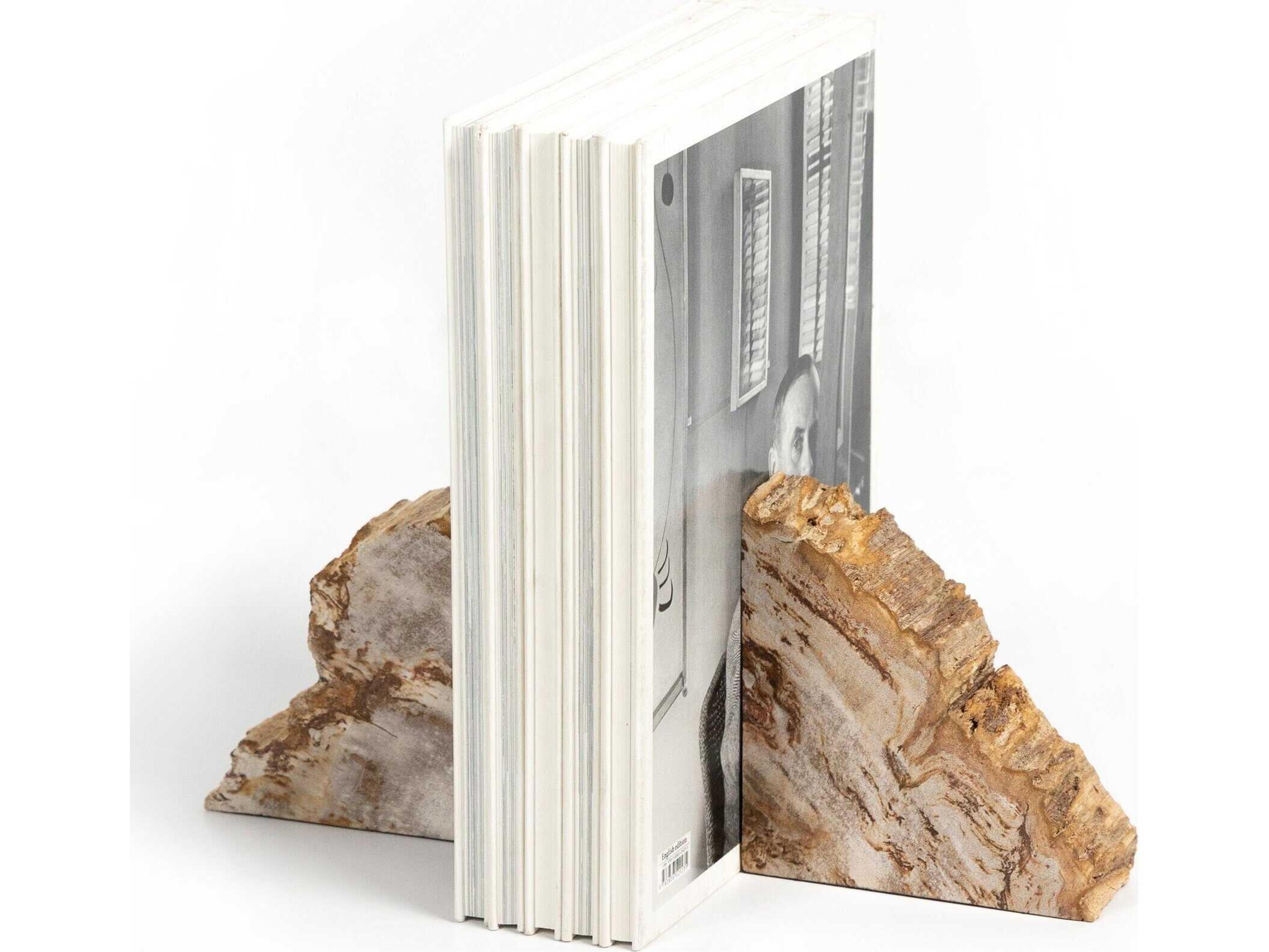 Four Hands Palu Light Petrified Wood Bookends