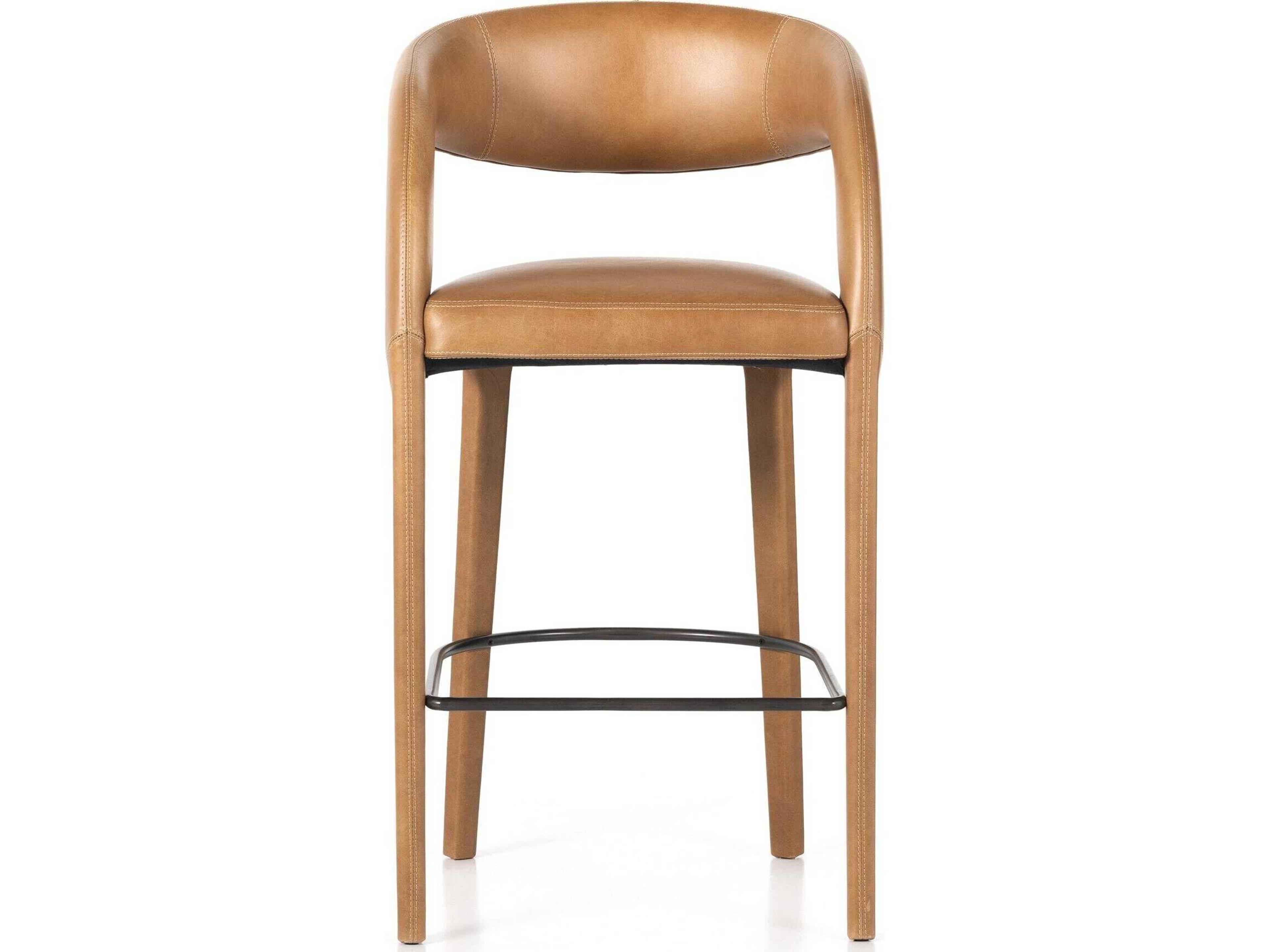 Four Hands Townsend Hawkins Sonoma Butterscotch Leather Bar Stool