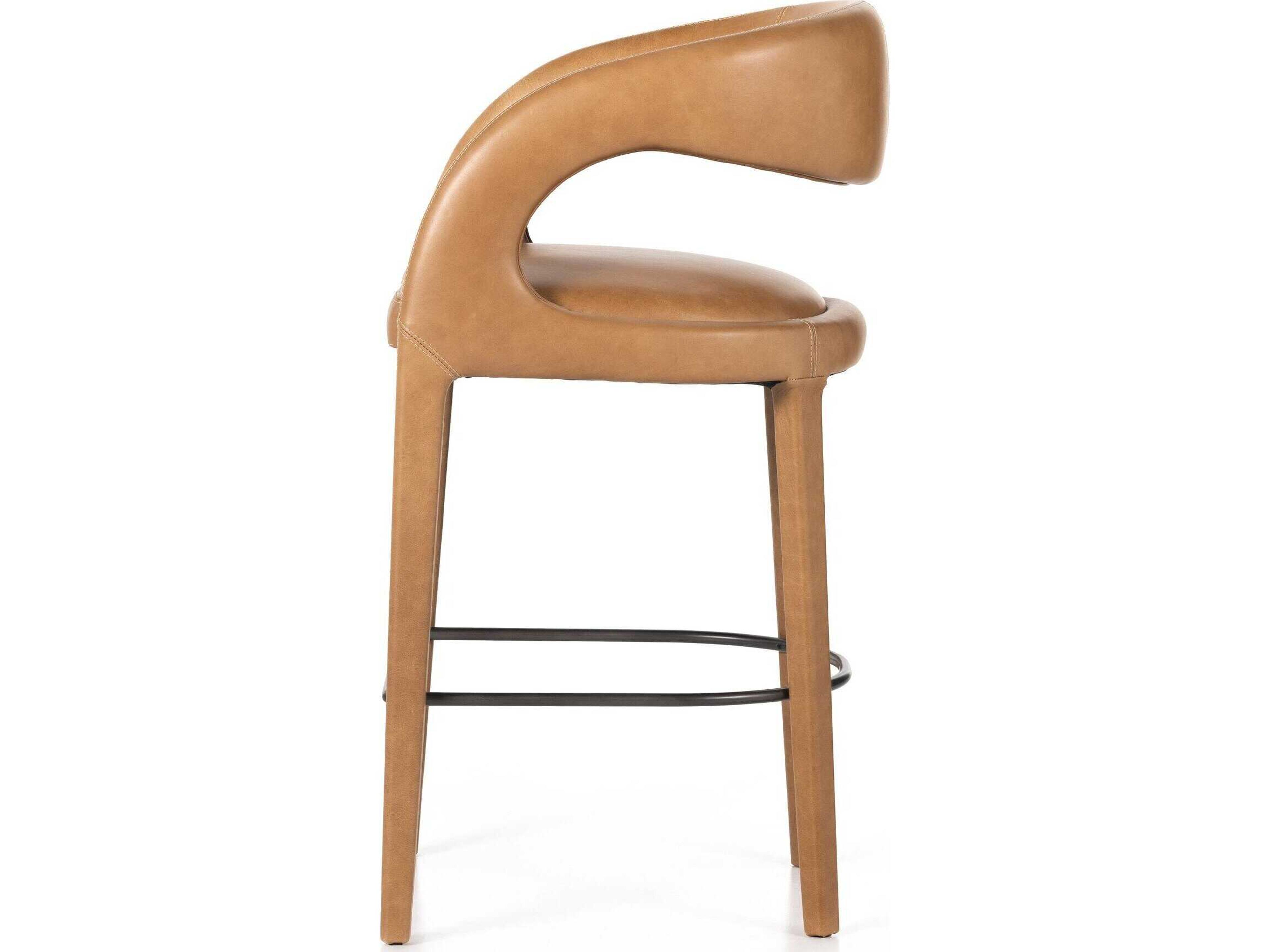Four Hands Townsend Hawkins Sonoma Butterscotch Leather Bar Stool