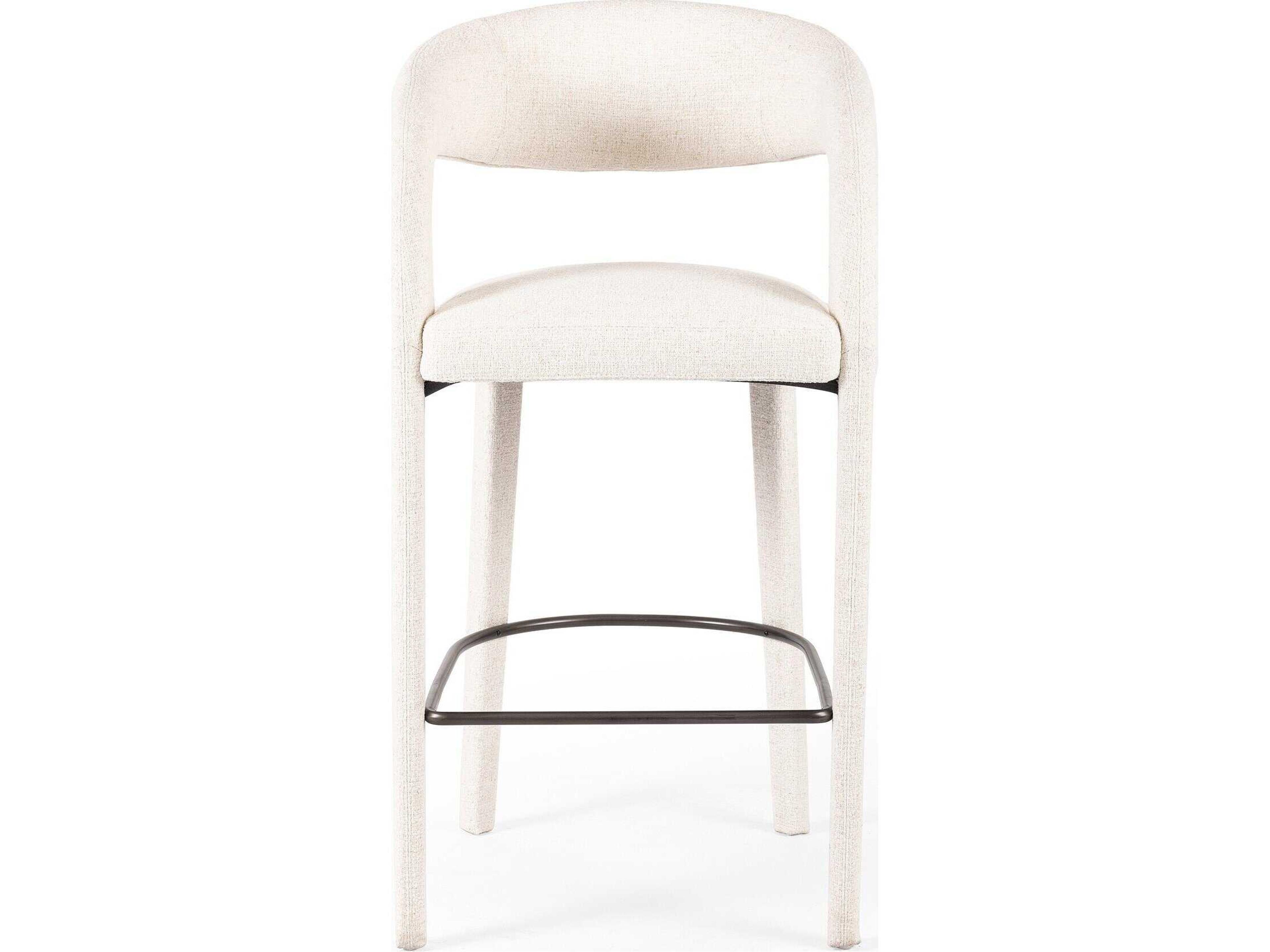 Four Hands Townsend Hawkins Upholstered Omari Natural Gunmetal Bar Stool