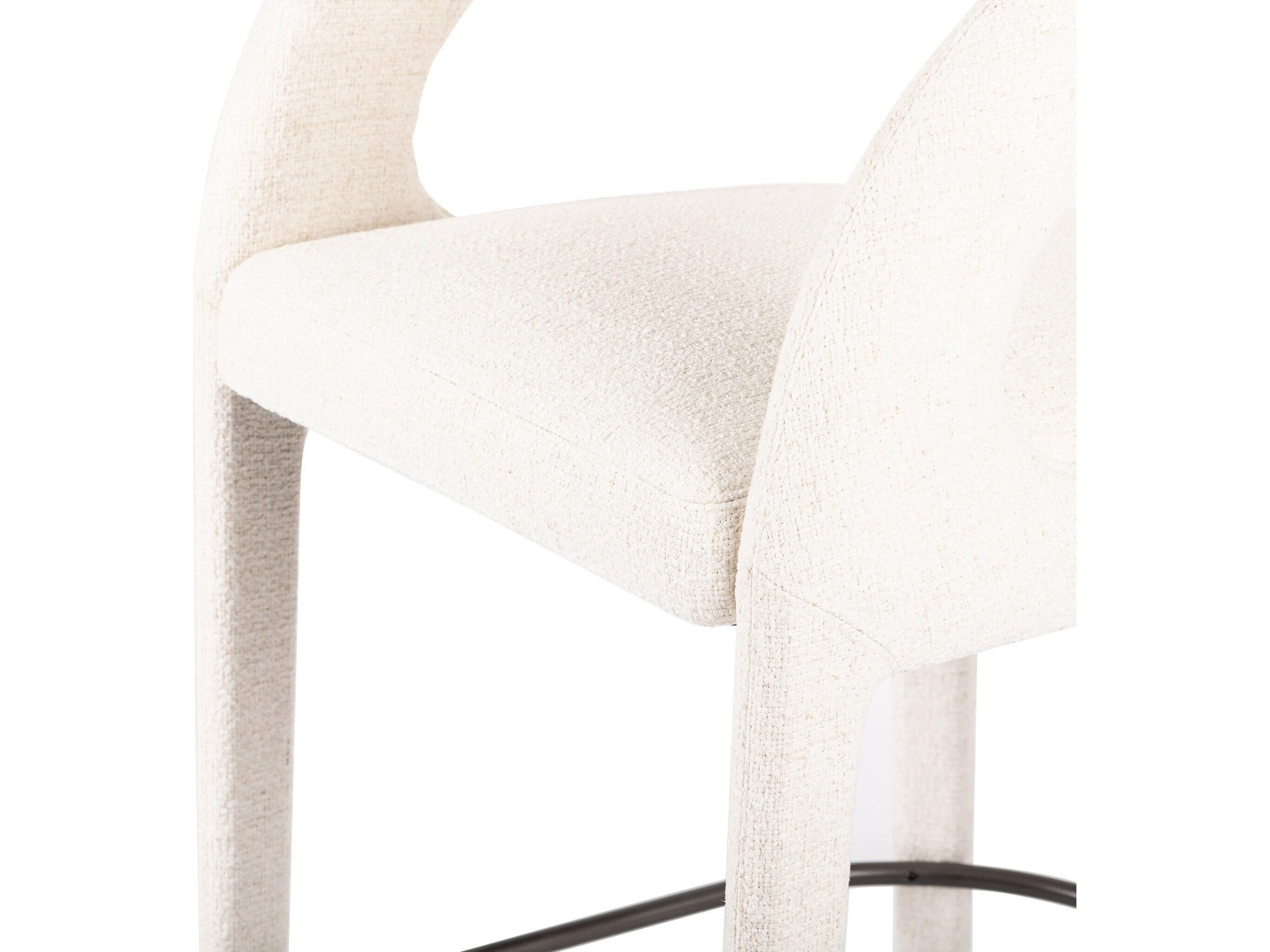 Four Hands Townsend Hawkins Upholstered Omari Natural Gunmetal Bar Stool