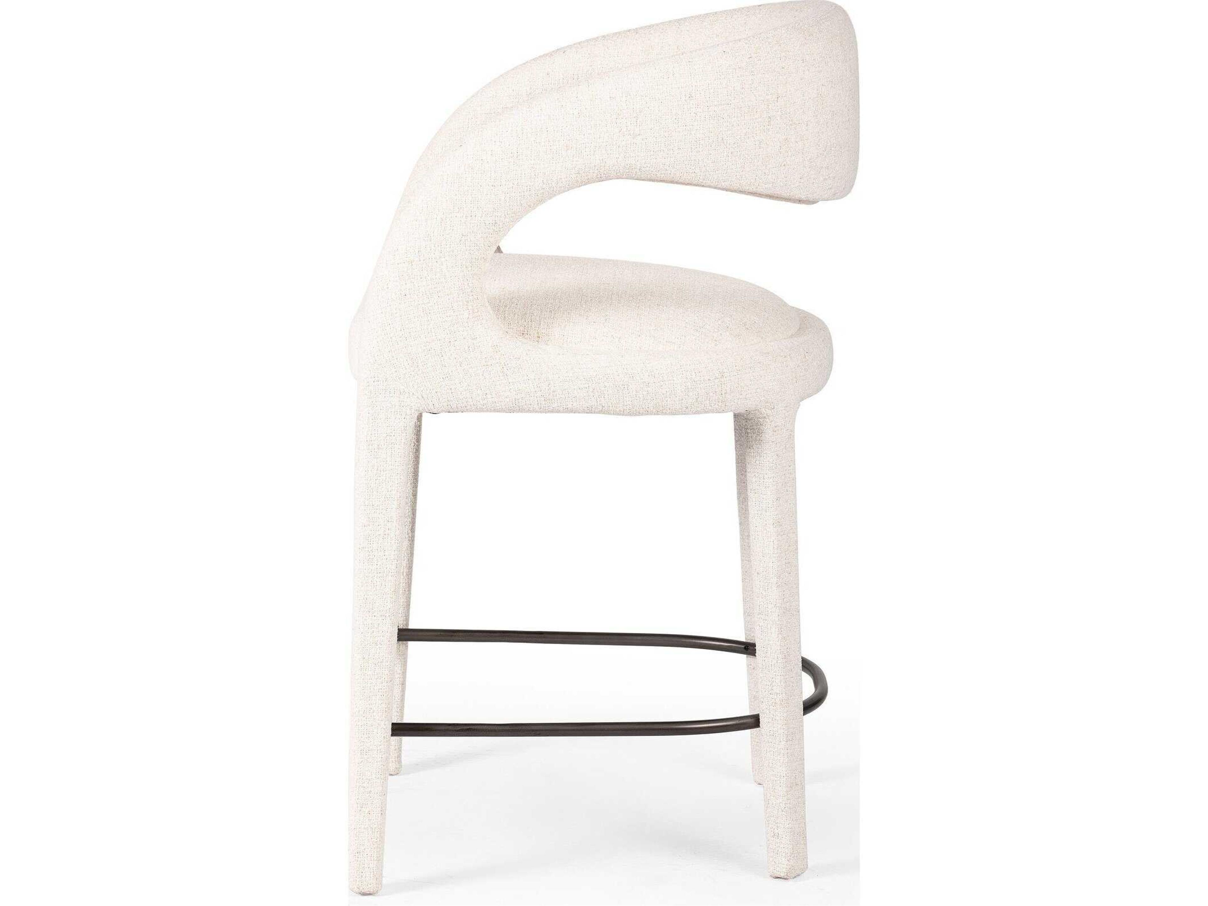 Four Hands Townsend Hawkins Upholstered Omari Natural Gunmetal Counter Stool
