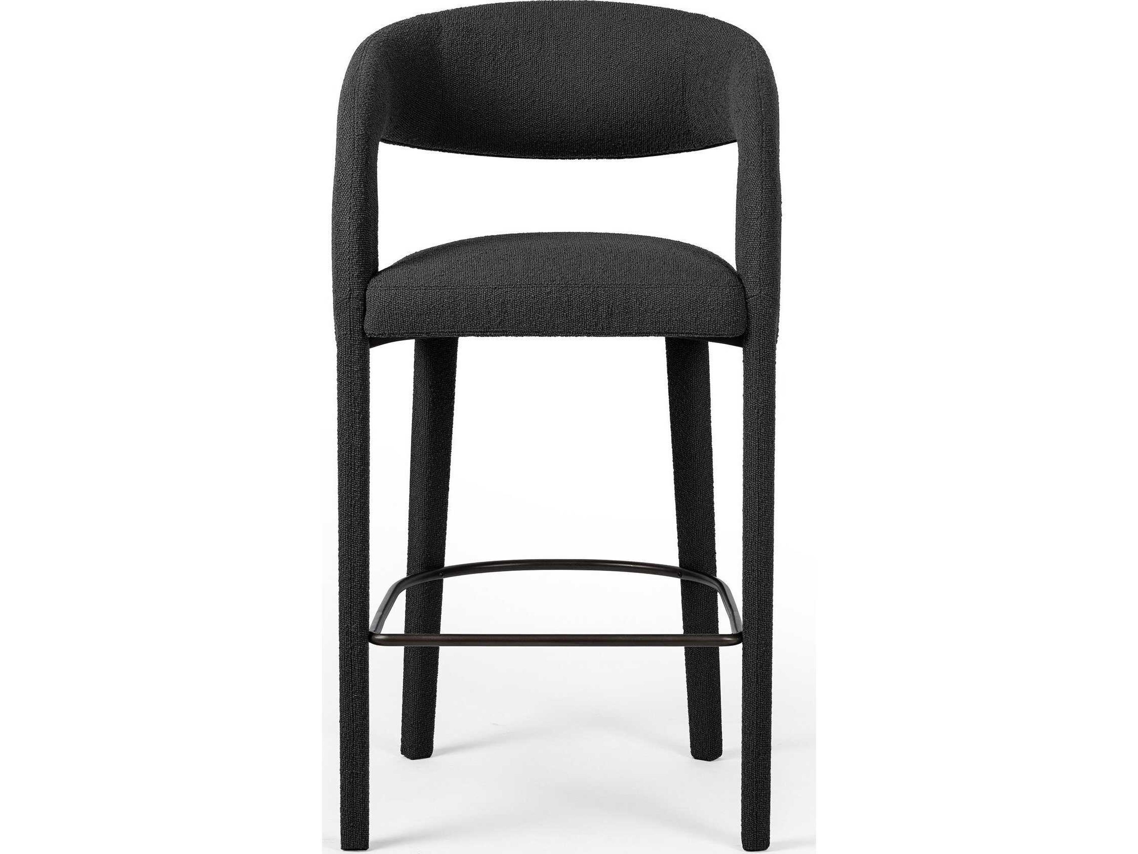 Four Hands Townsend Hawkins FIQA Boucle Charcoal Upholstered Bar Stool