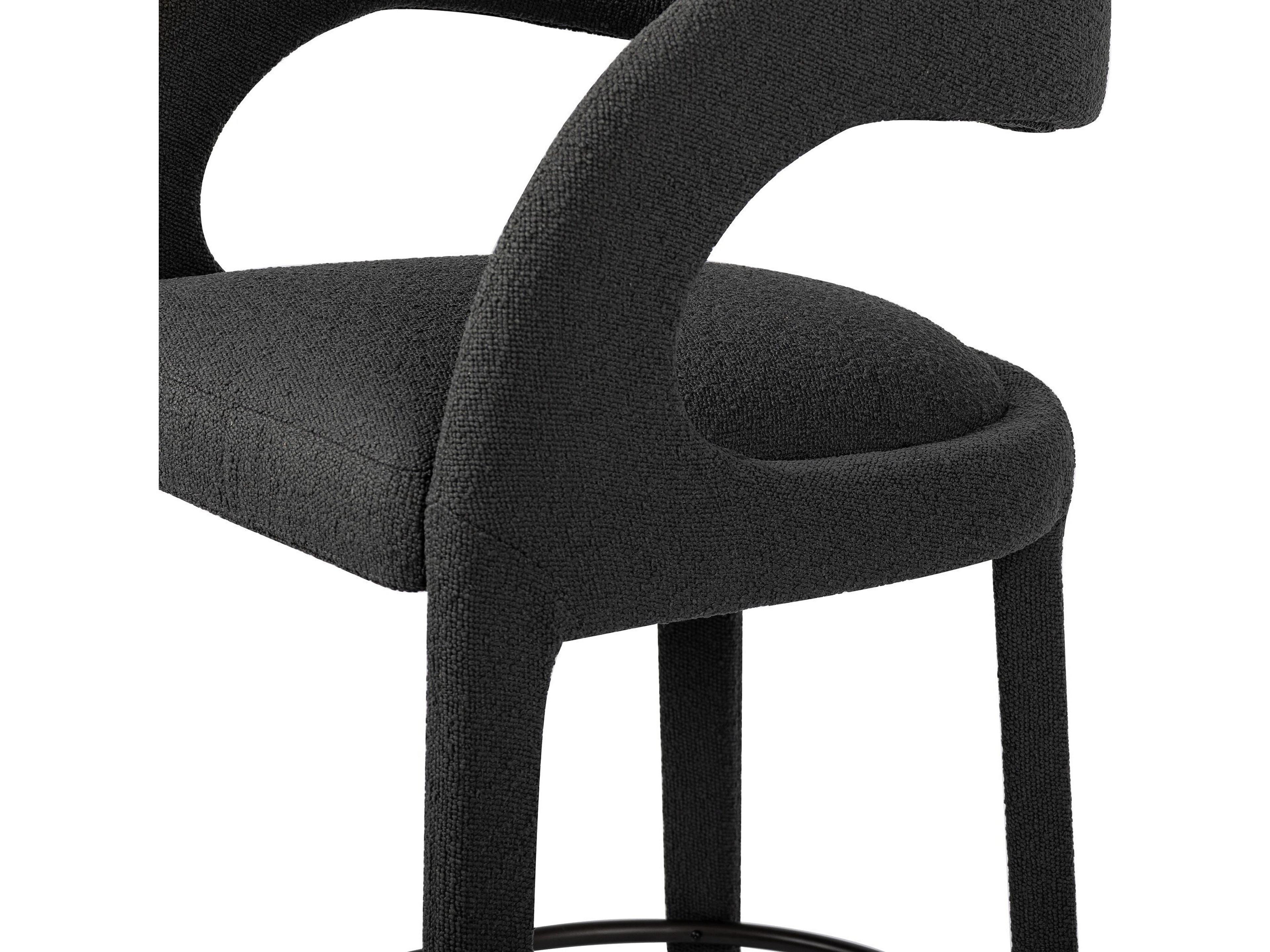 Four Hands Townsend Hawkins FIQA Boucle Charcoal Upholstered Bar Stool