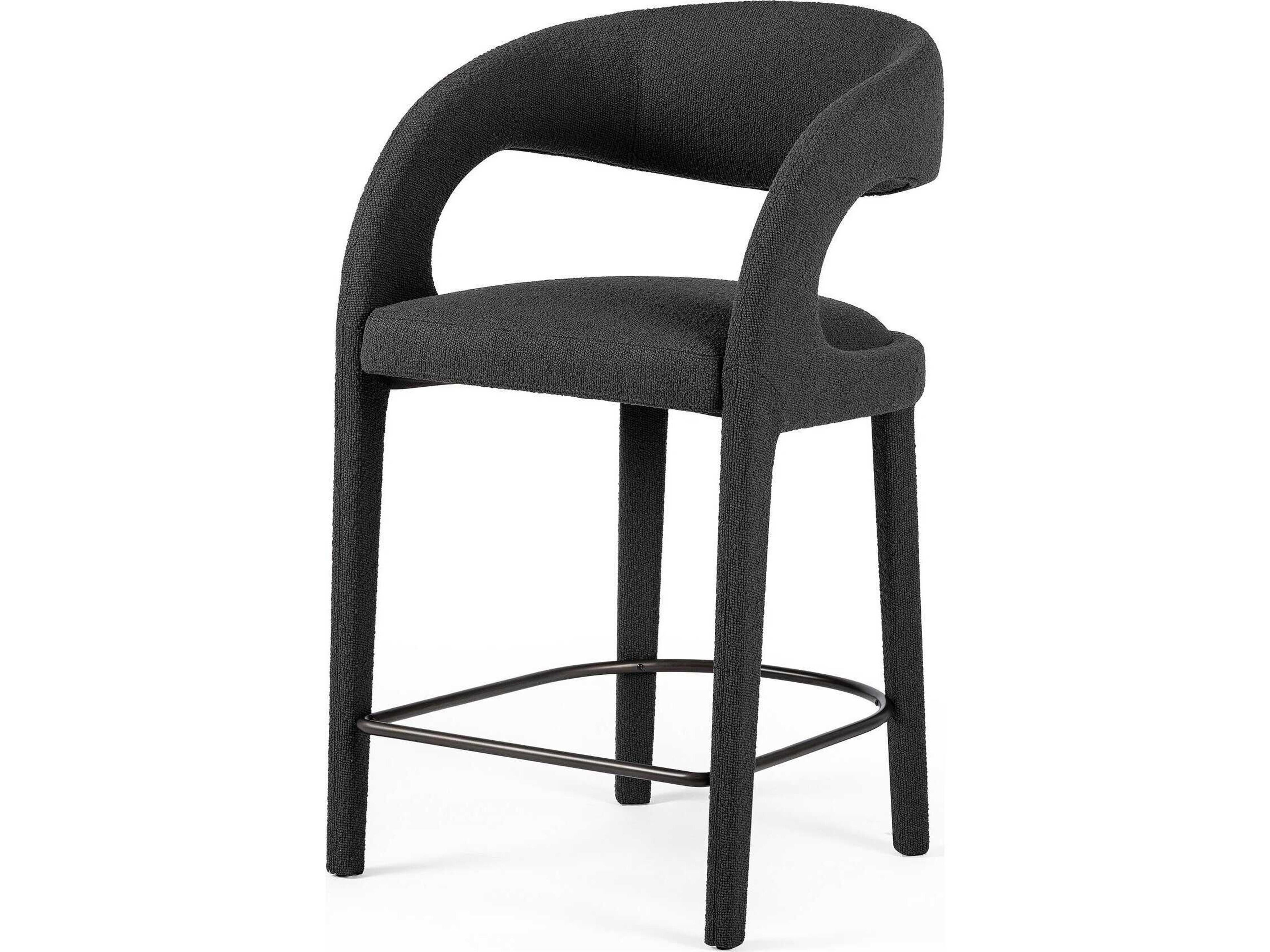 Townsend Hawkins FIQA Boucle Charcoal Upholstered Counter Stool