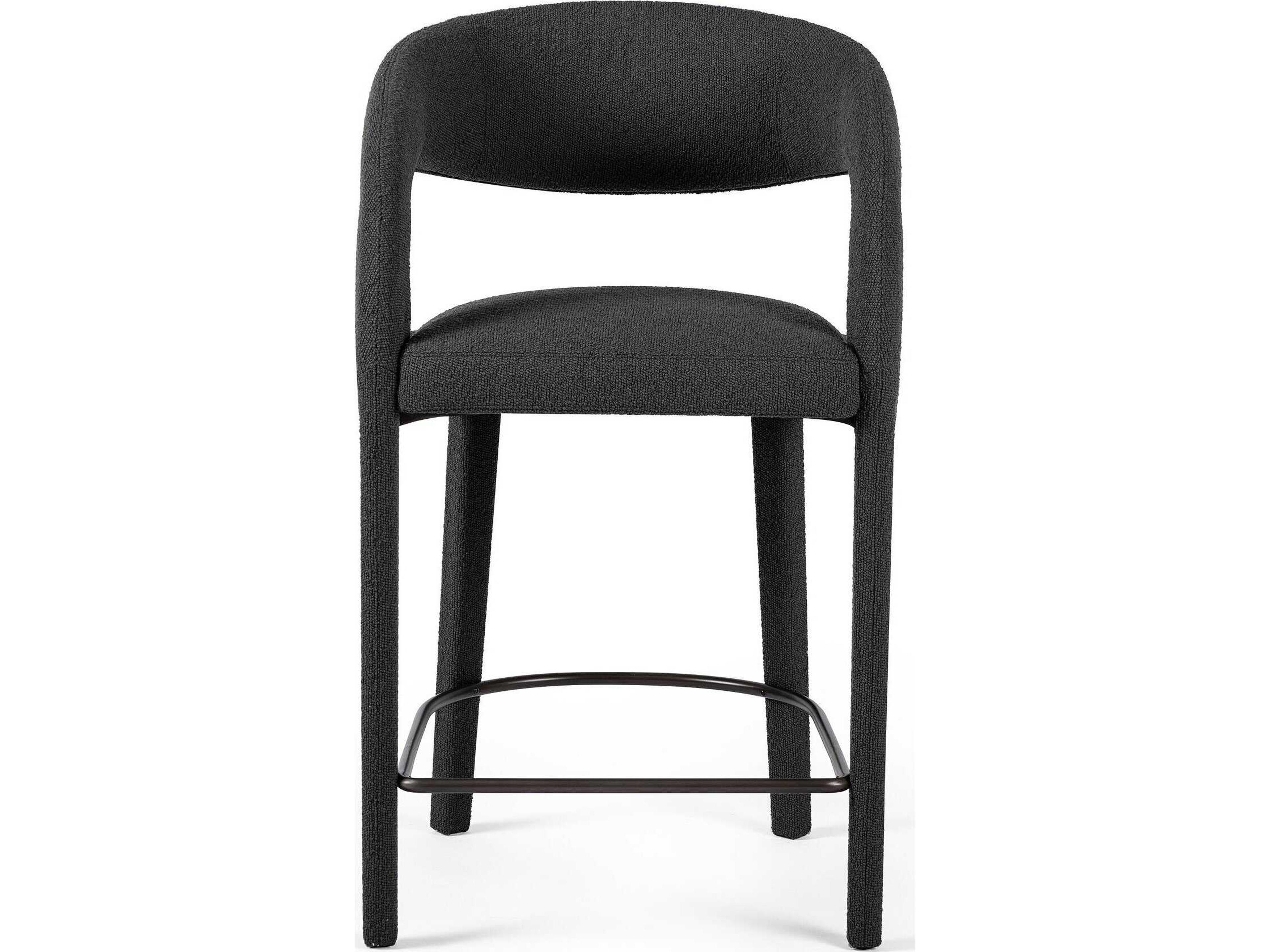 Four Hands Townsend Hawkins FIQA Boucle Charcoal Upholstered Counter Stool