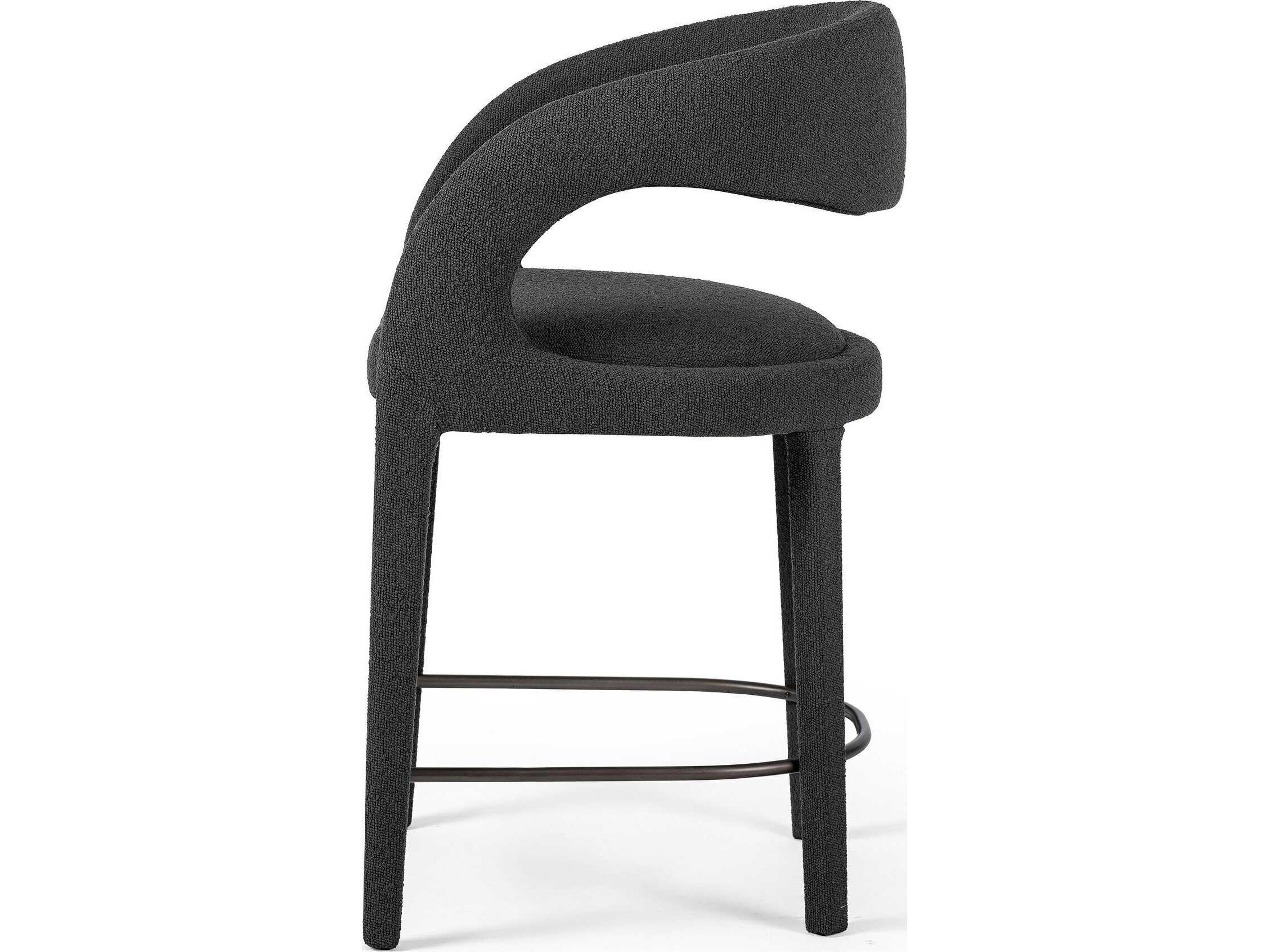 Four Hands Townsend Hawkins FIQA Boucle Charcoal Upholstered Counter Stool