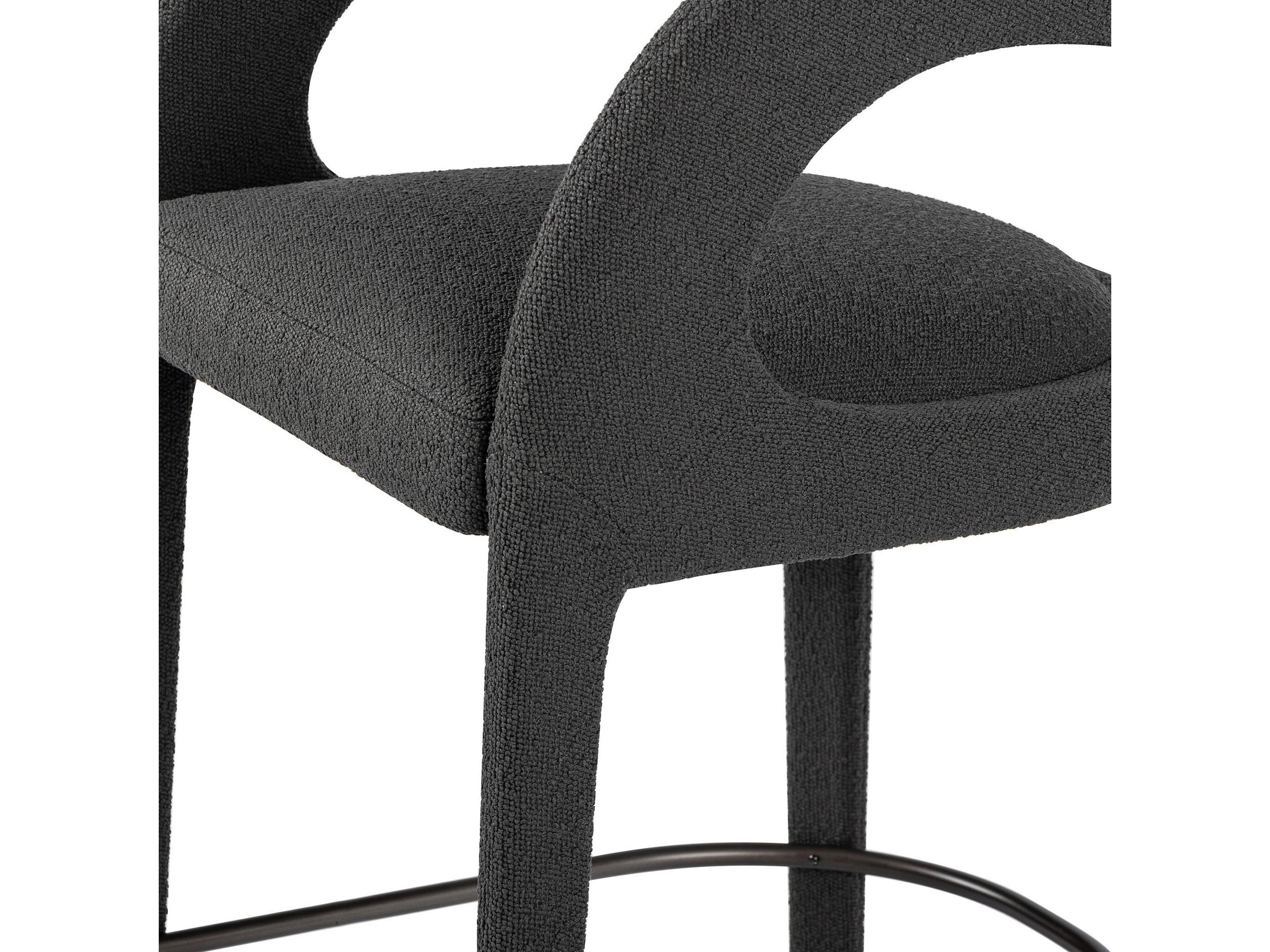 Four Hands Townsend Hawkins FIQA Boucle Charcoal Upholstered Counter Stool