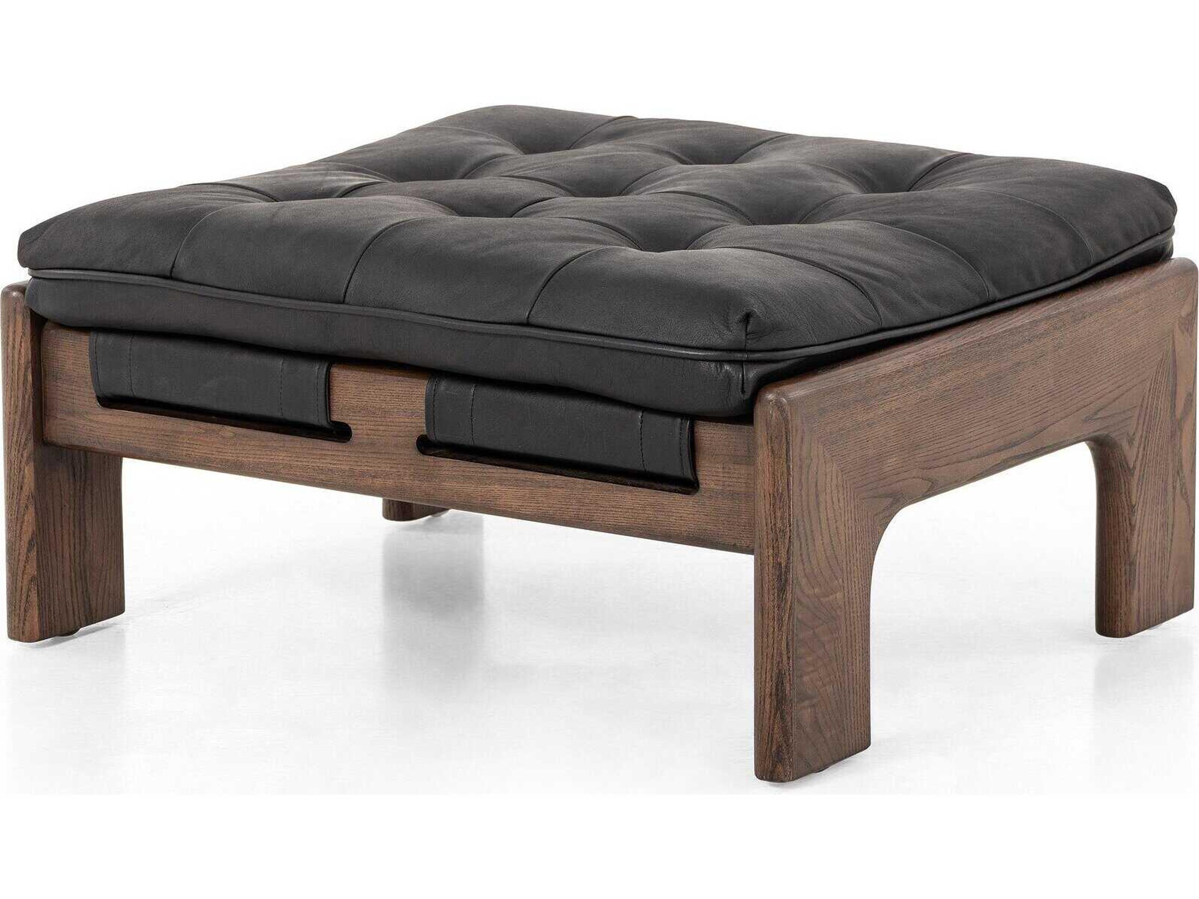 Halston Ottoman Kensington Tufted Leather