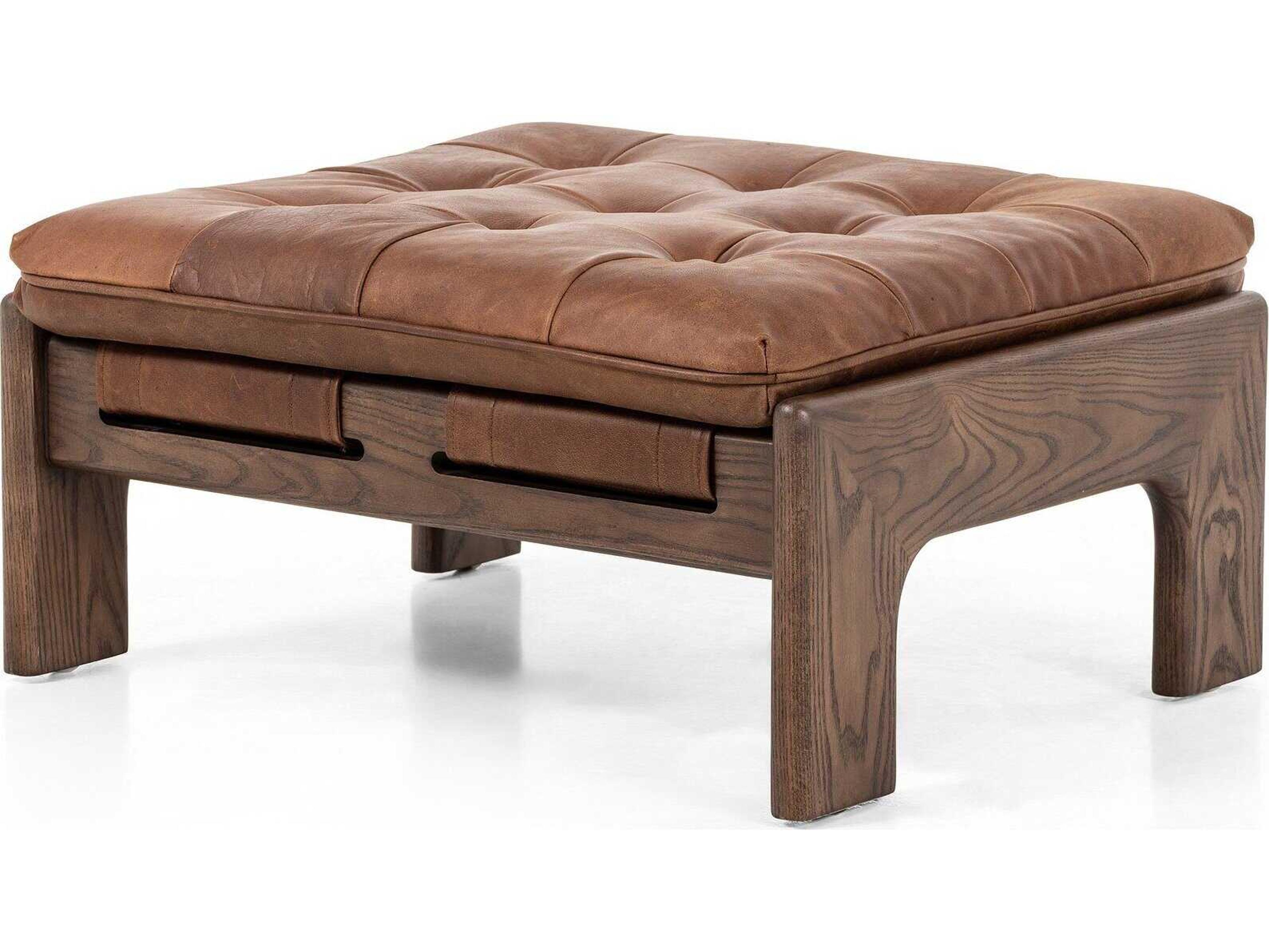 Halston Ottoman Kensington Top-Grain Leather