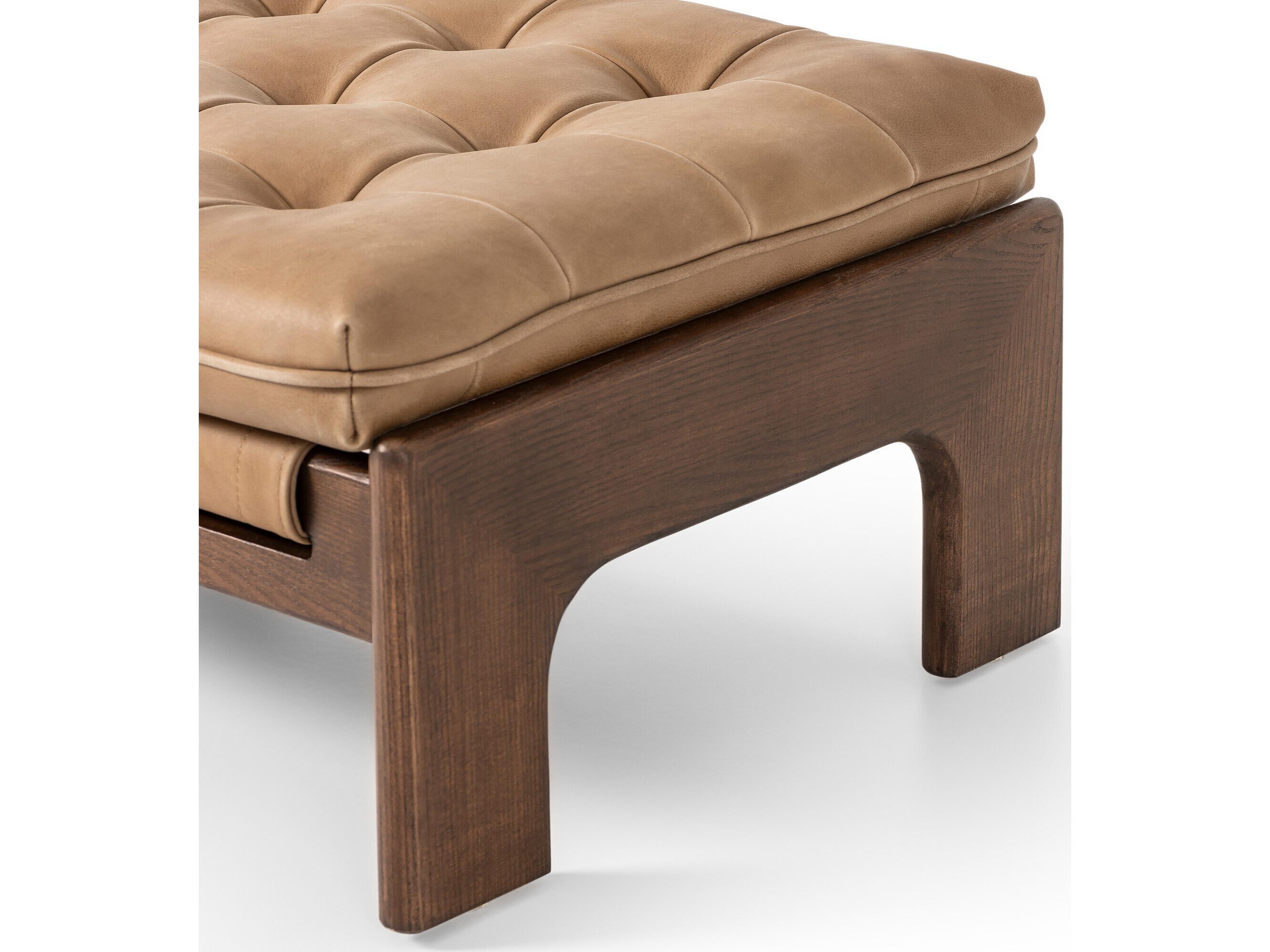 Four Hands Kensington Halston Brown Leather Ottoman