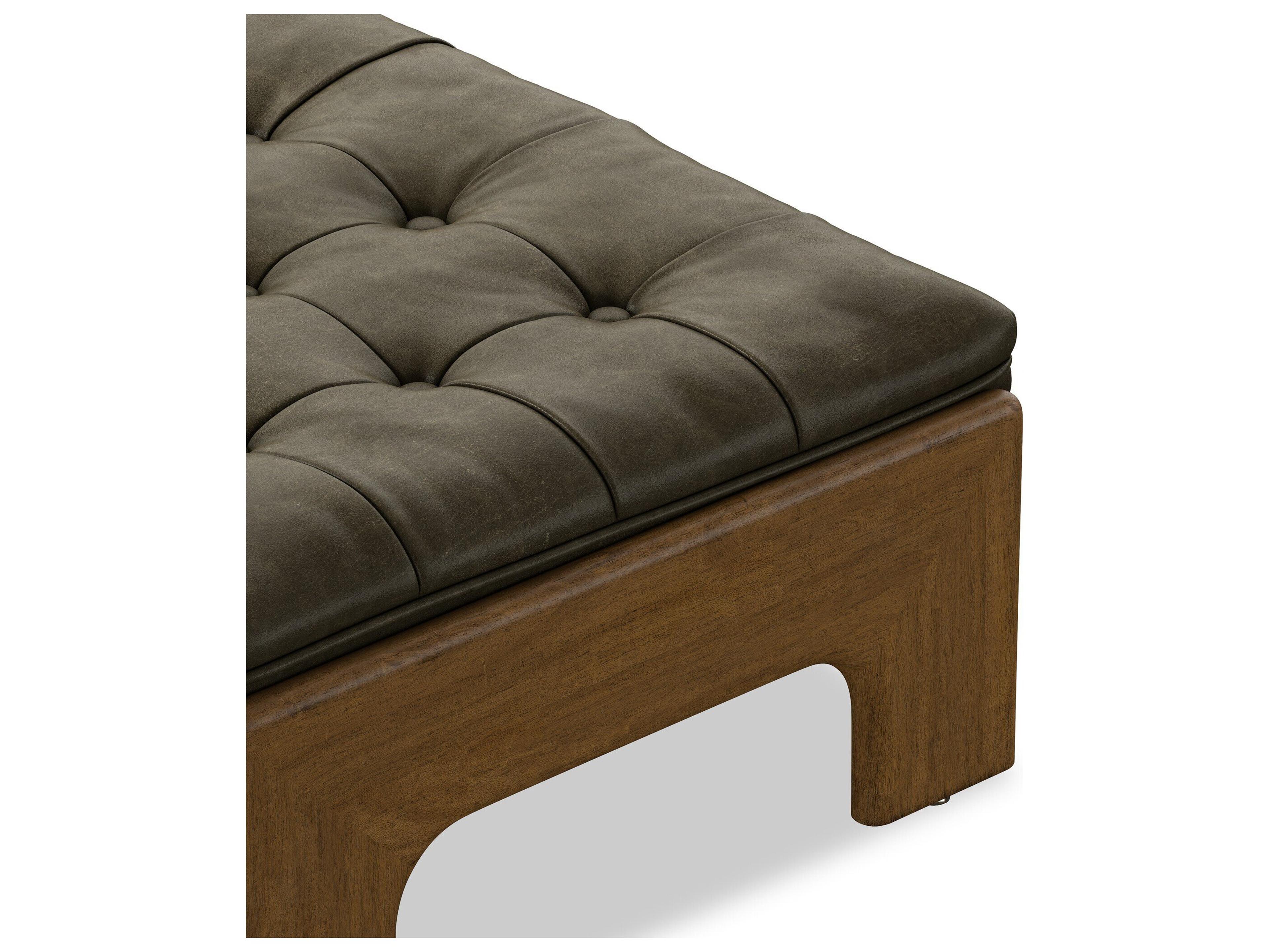 Four Hands Kensington Dulane Moss Leather Ottoman