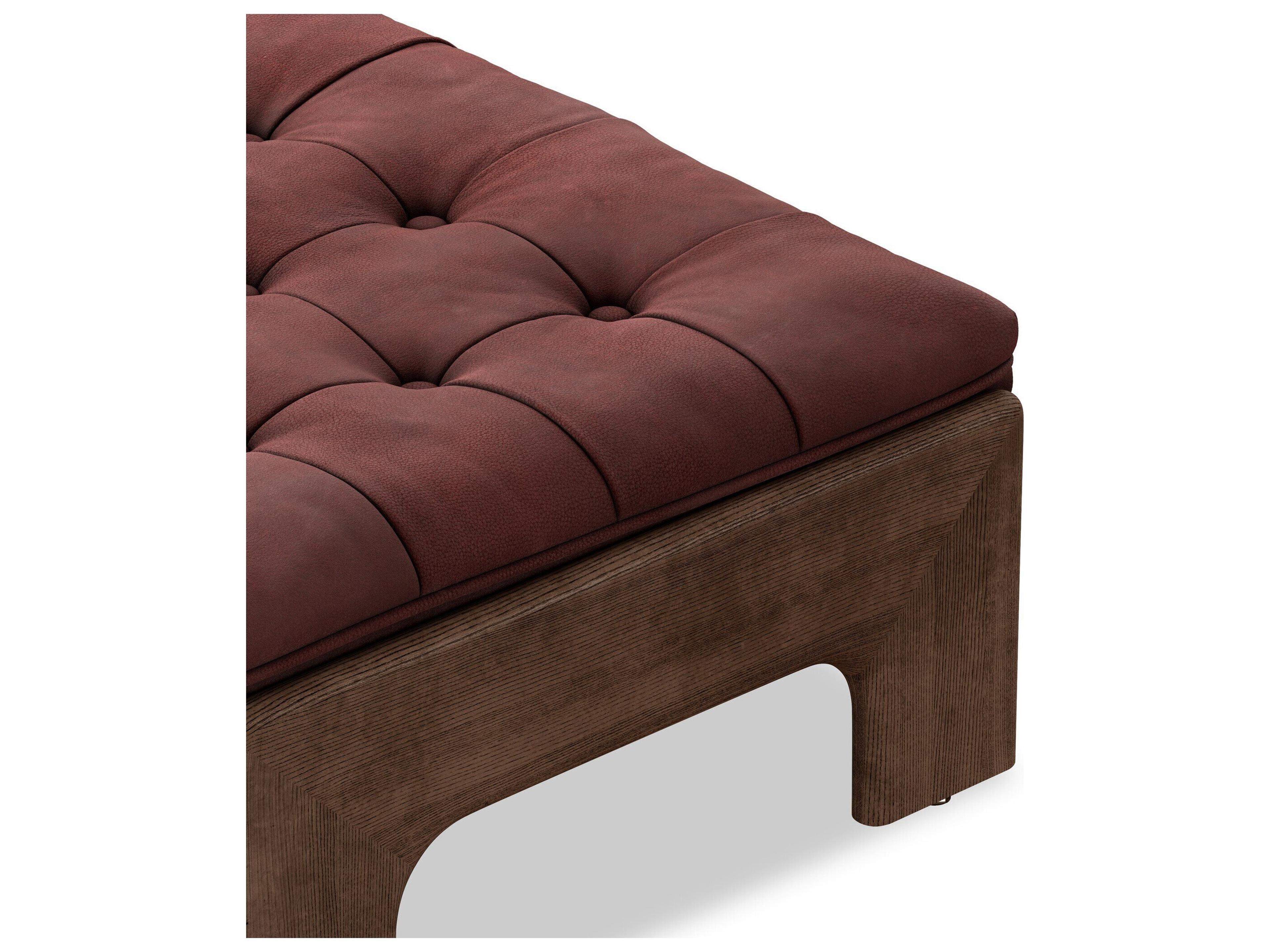 Four Hands Kensington Nubuck Burgundy Leather Ottoman