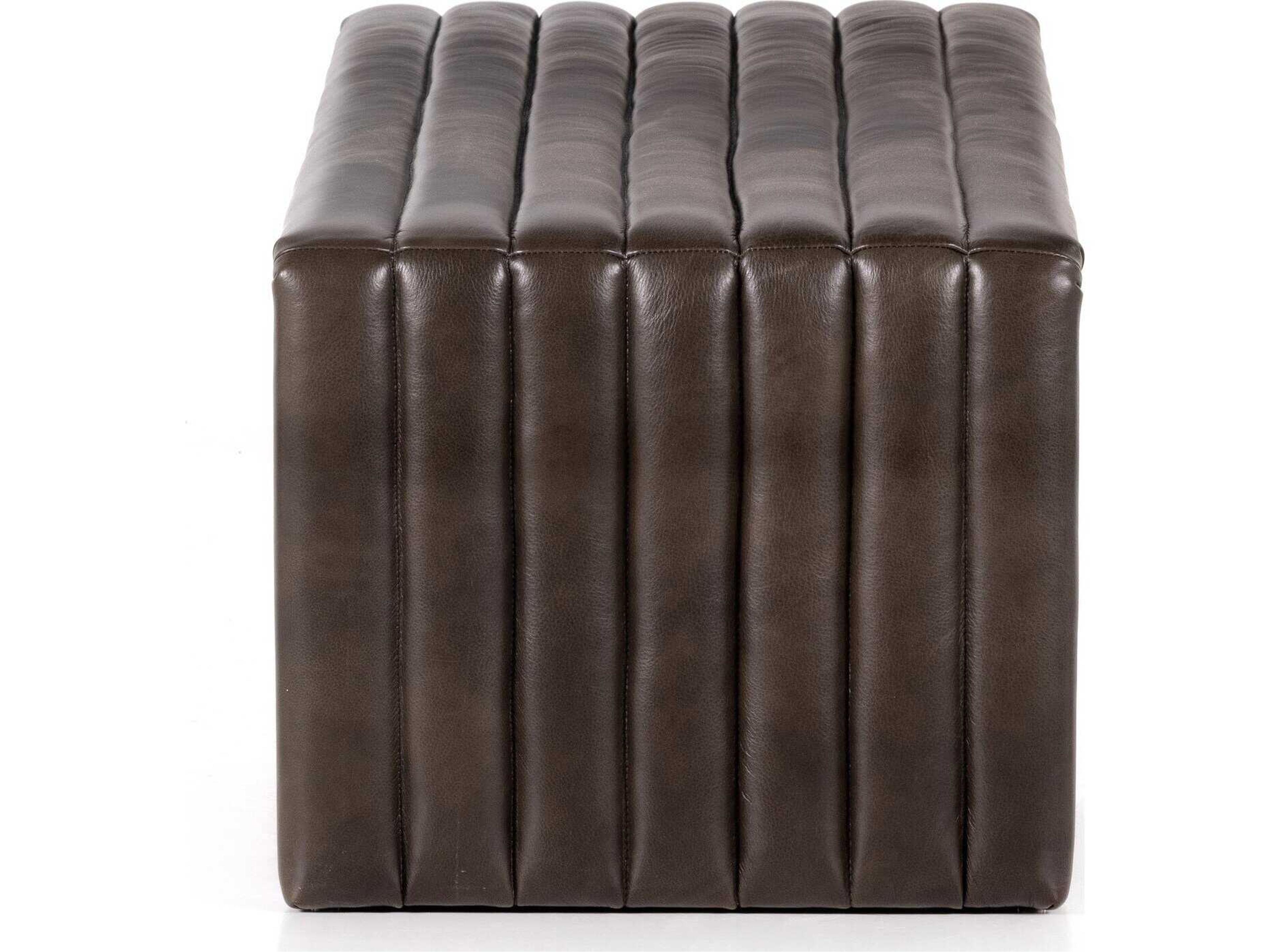 Four Hands Grayson Deacon Wolf Brown Leather Accent Bench