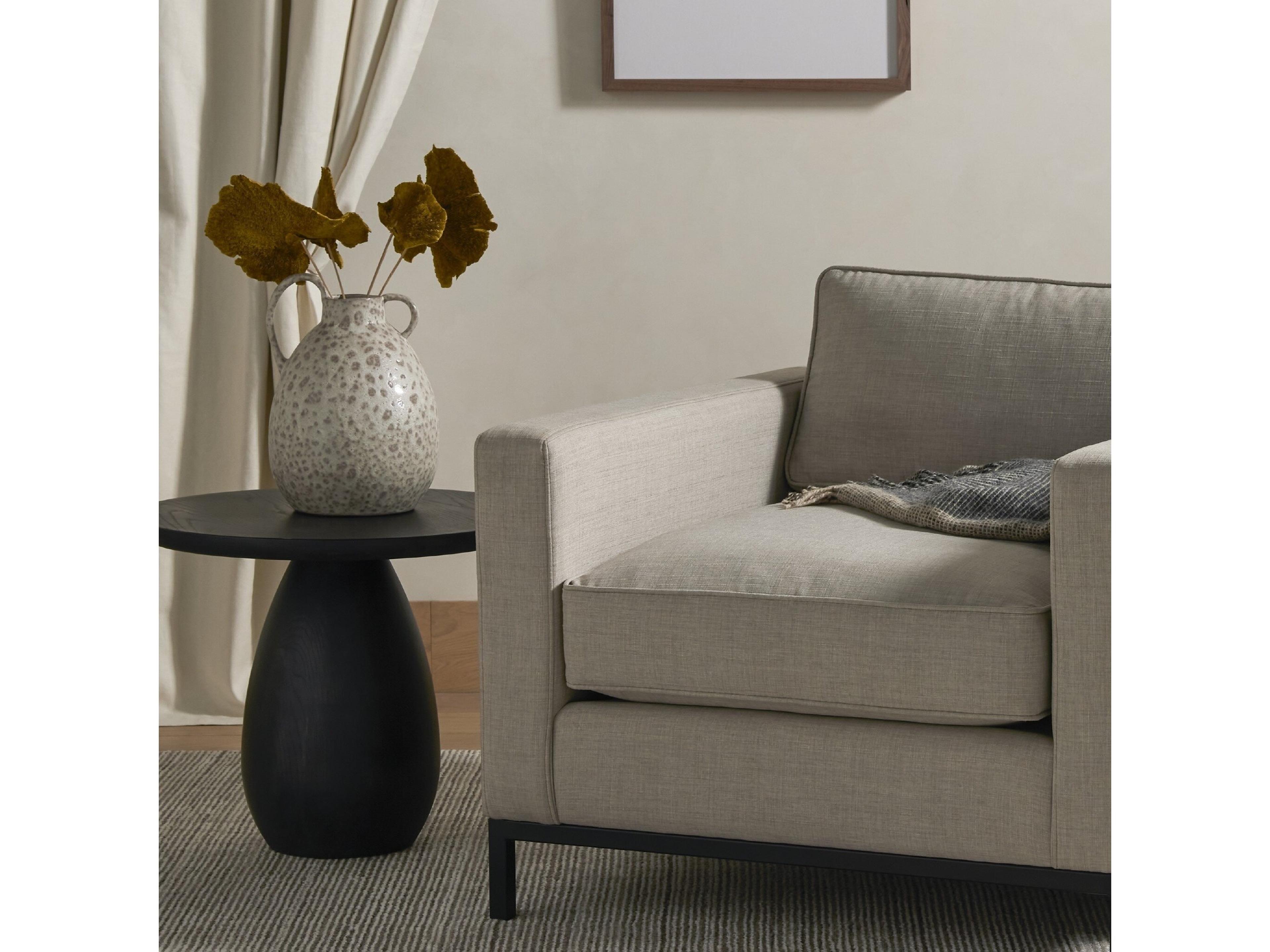 Four Hands Belfast Merla Round Wood Black Wash Ash End Table