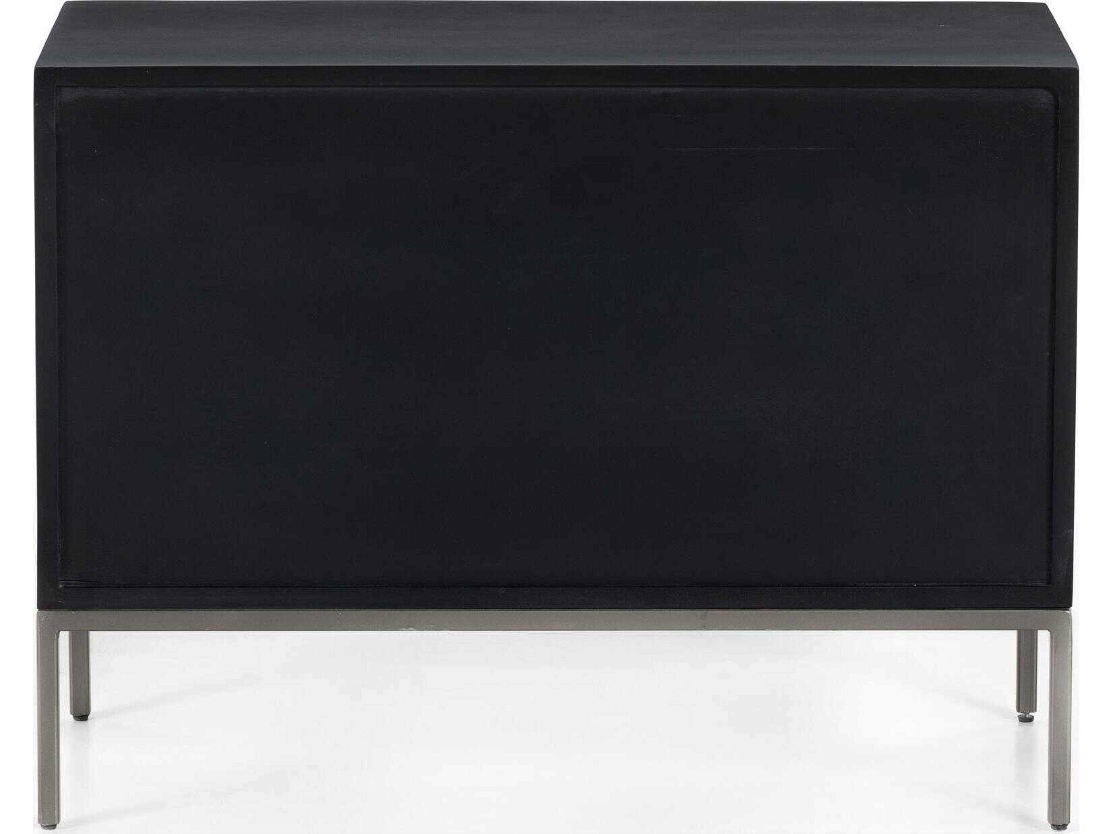 Four Hands Fulton Trey 3-Drawers Black Poplar Wood Nightstand