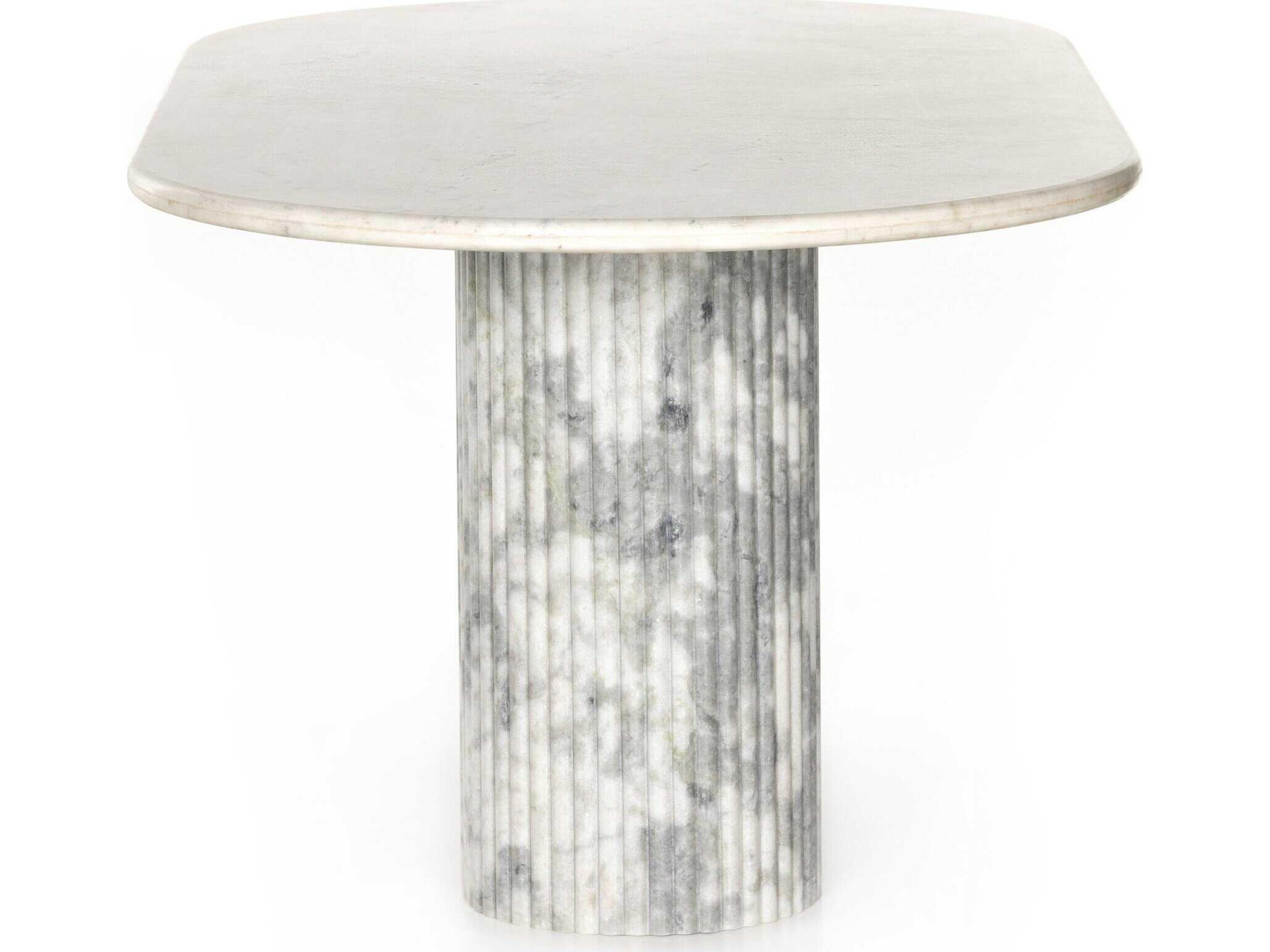 Four Hands Rockwell Oranda Polished White Marble Dining Table