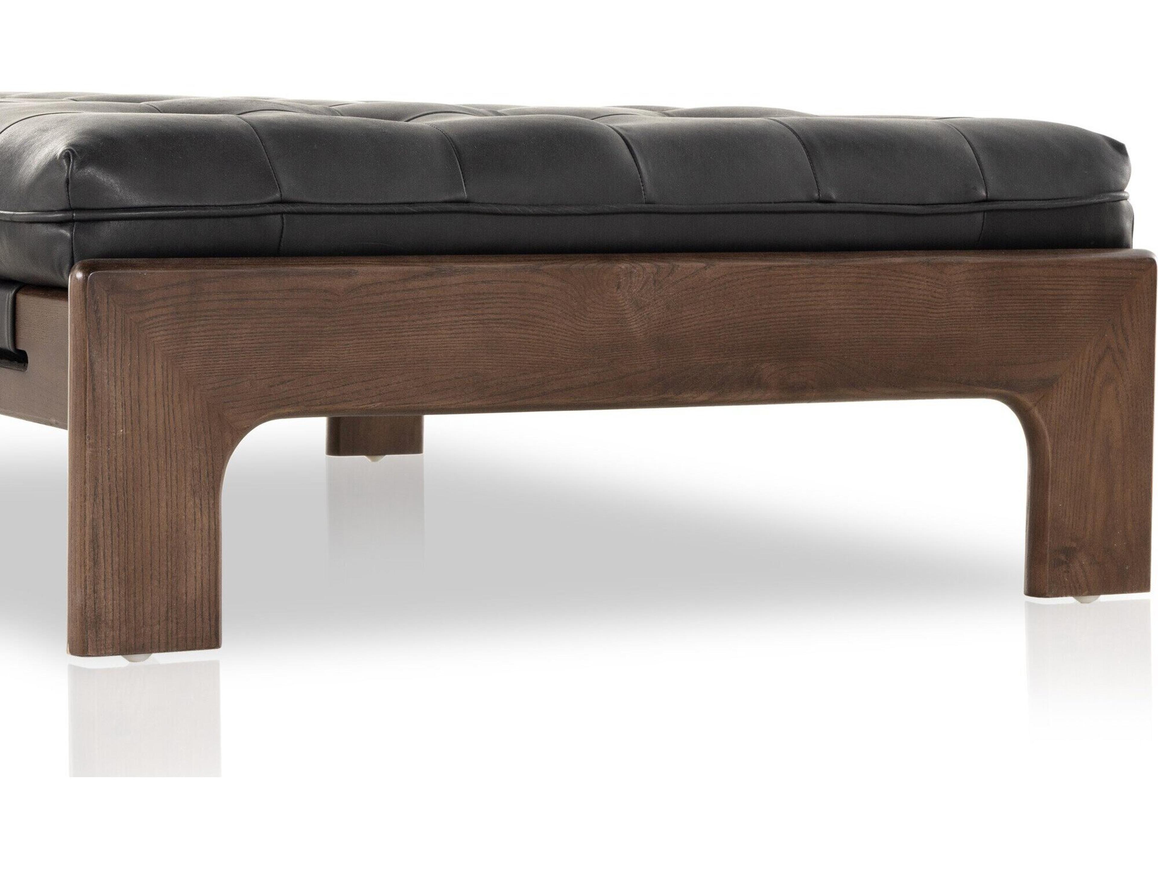 Luxecor Globetrotter Halston Heirloom Black Terra Brown Ash Leather Ottoman