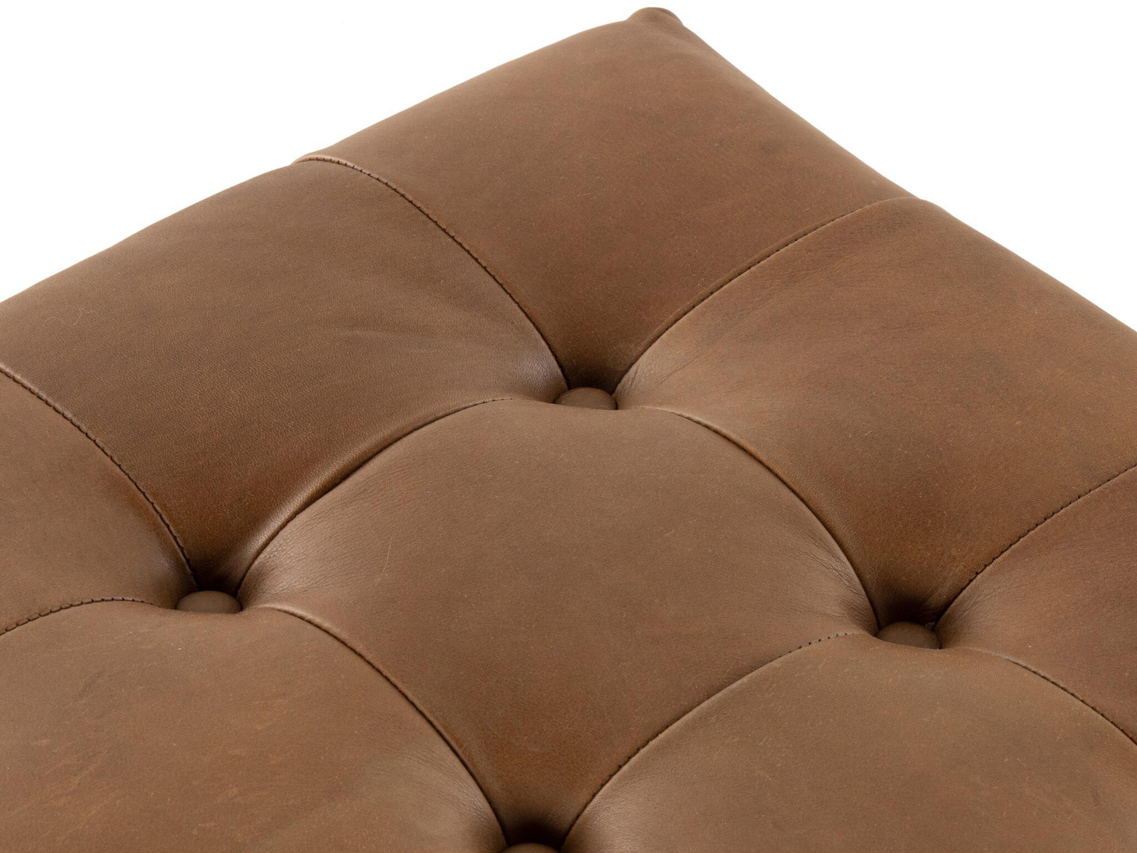 Luxecor Globetrotter Halston Heirloom Sienna Terra Brown Ash Leather Ottoman