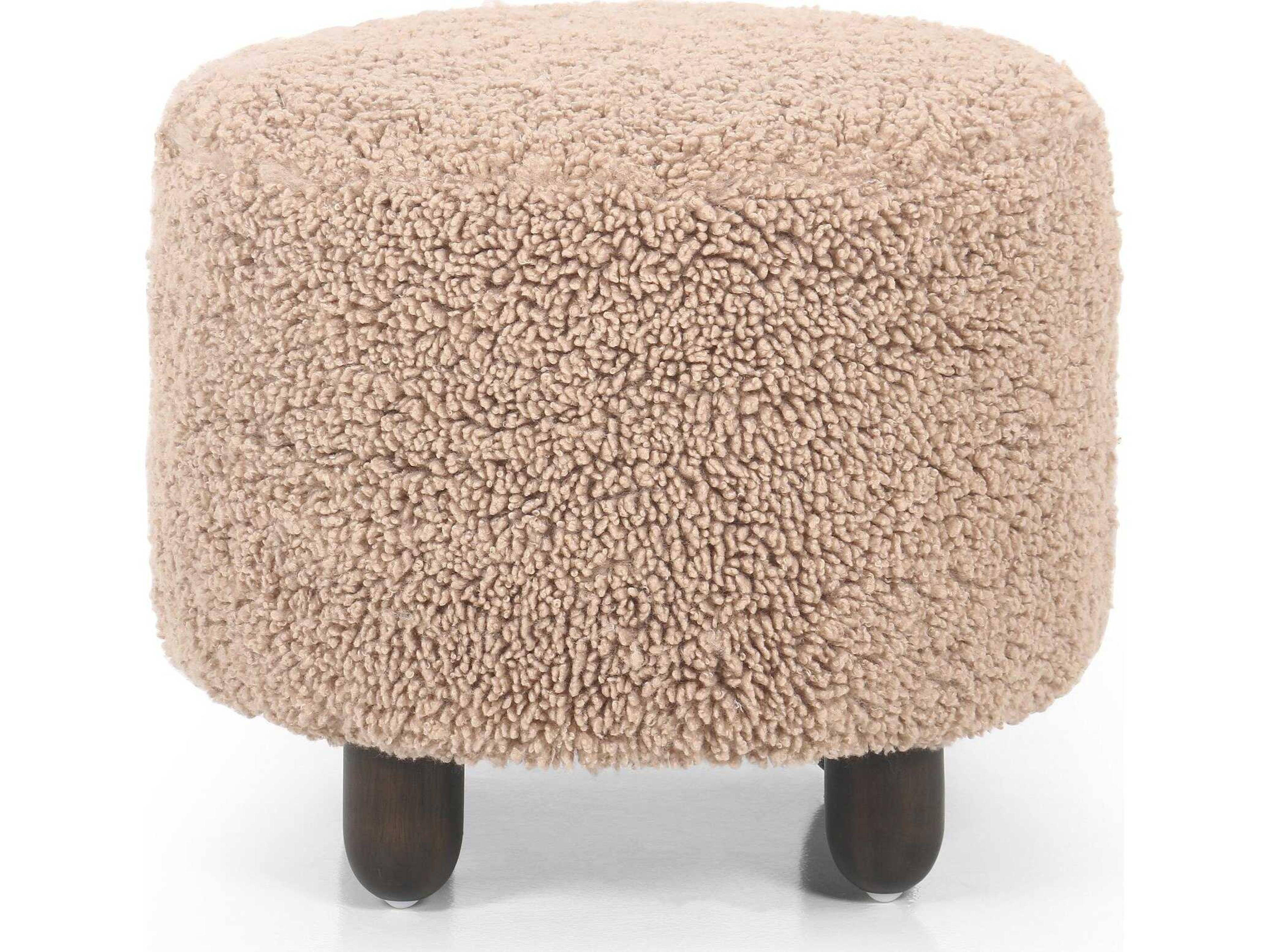 Four Hands Kensington Aniston Andes Toast Burnt Birch Beige Upholstered Ottoman
