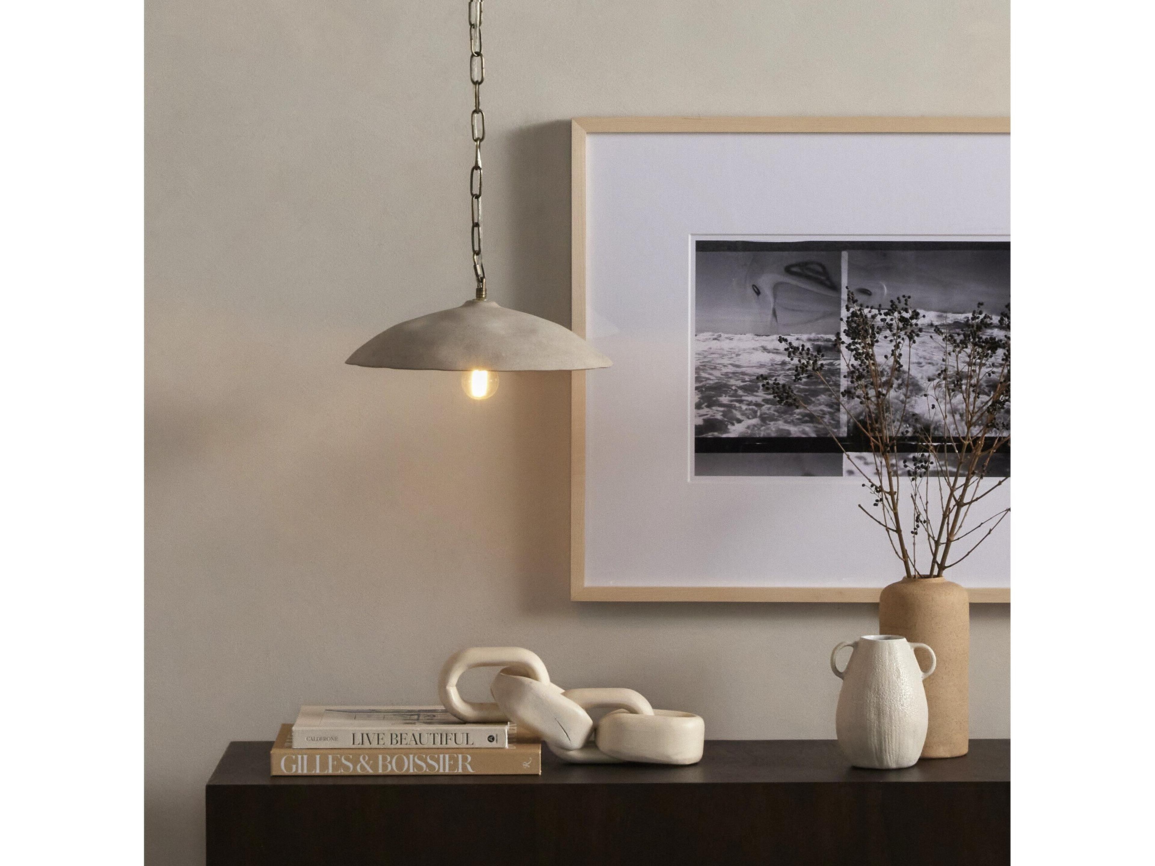 Four Hands Ryker 1-Light Brass Light Sand Brown LED Dome Pendant