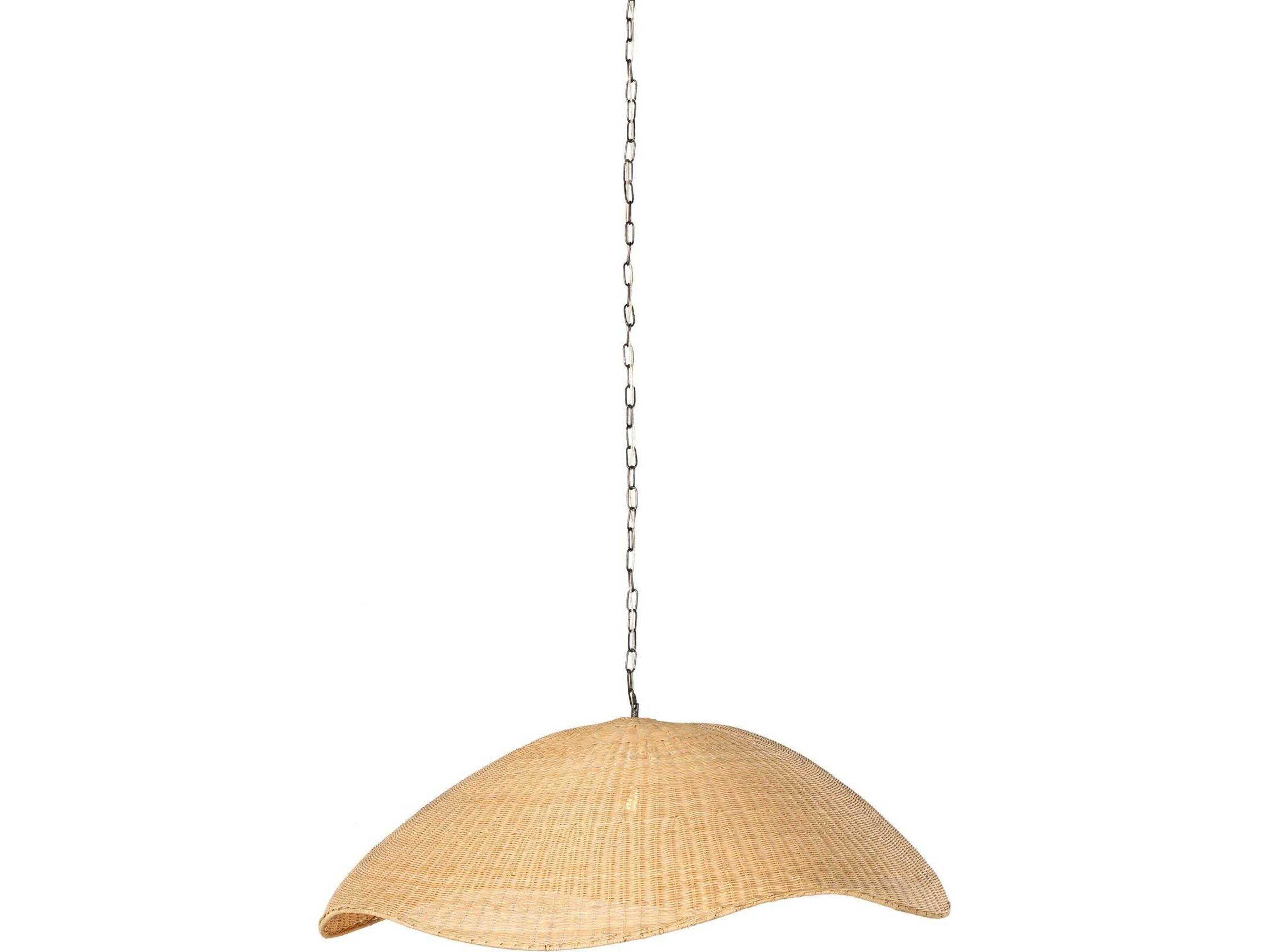 Ryker 1-Light Gunmetal Natural Rattan Brown LED Dome Pendant