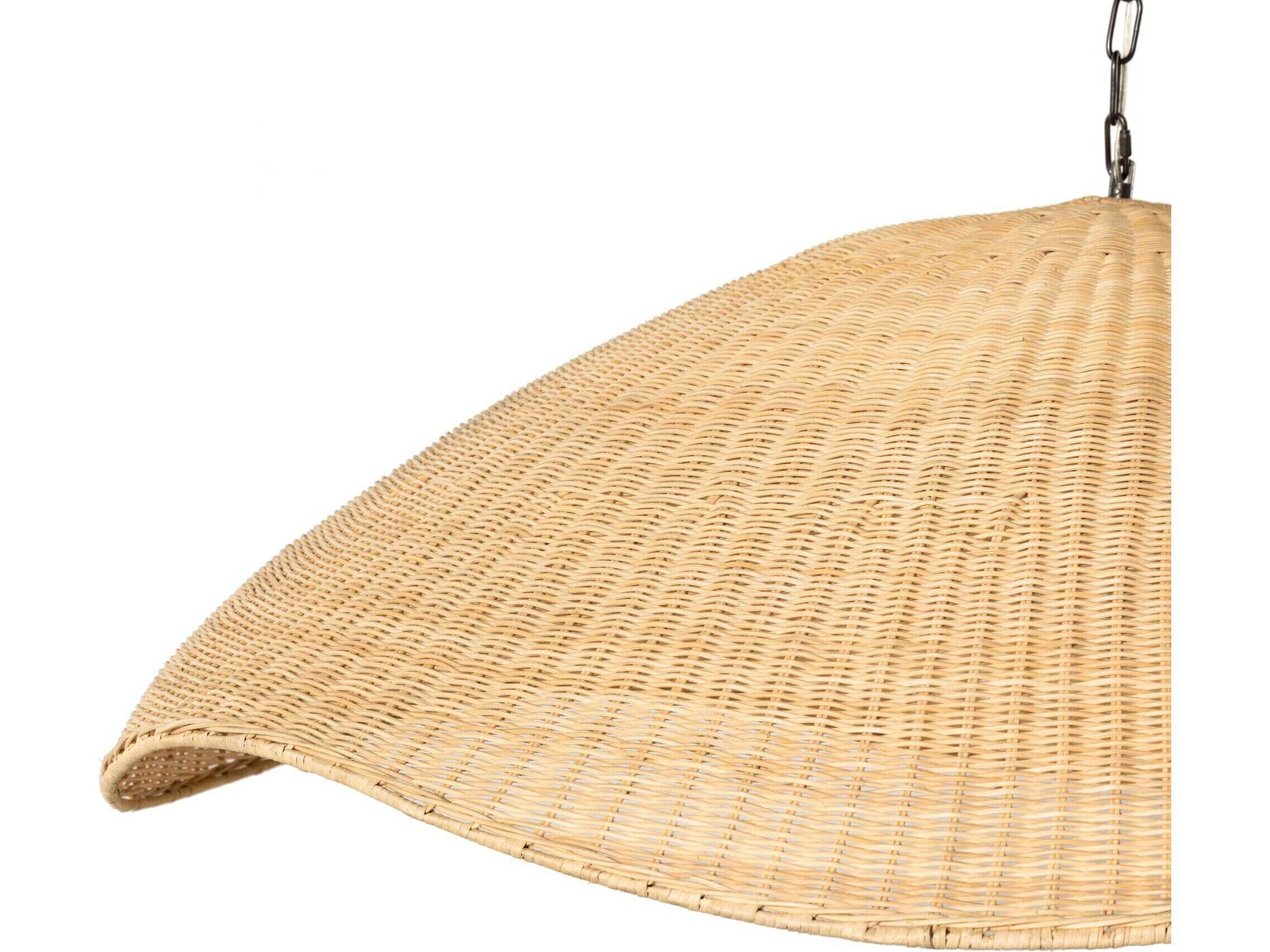 Four Hands Ryker 1-Light Gunmetal Natural Rattan Brown LED Dome Pendant