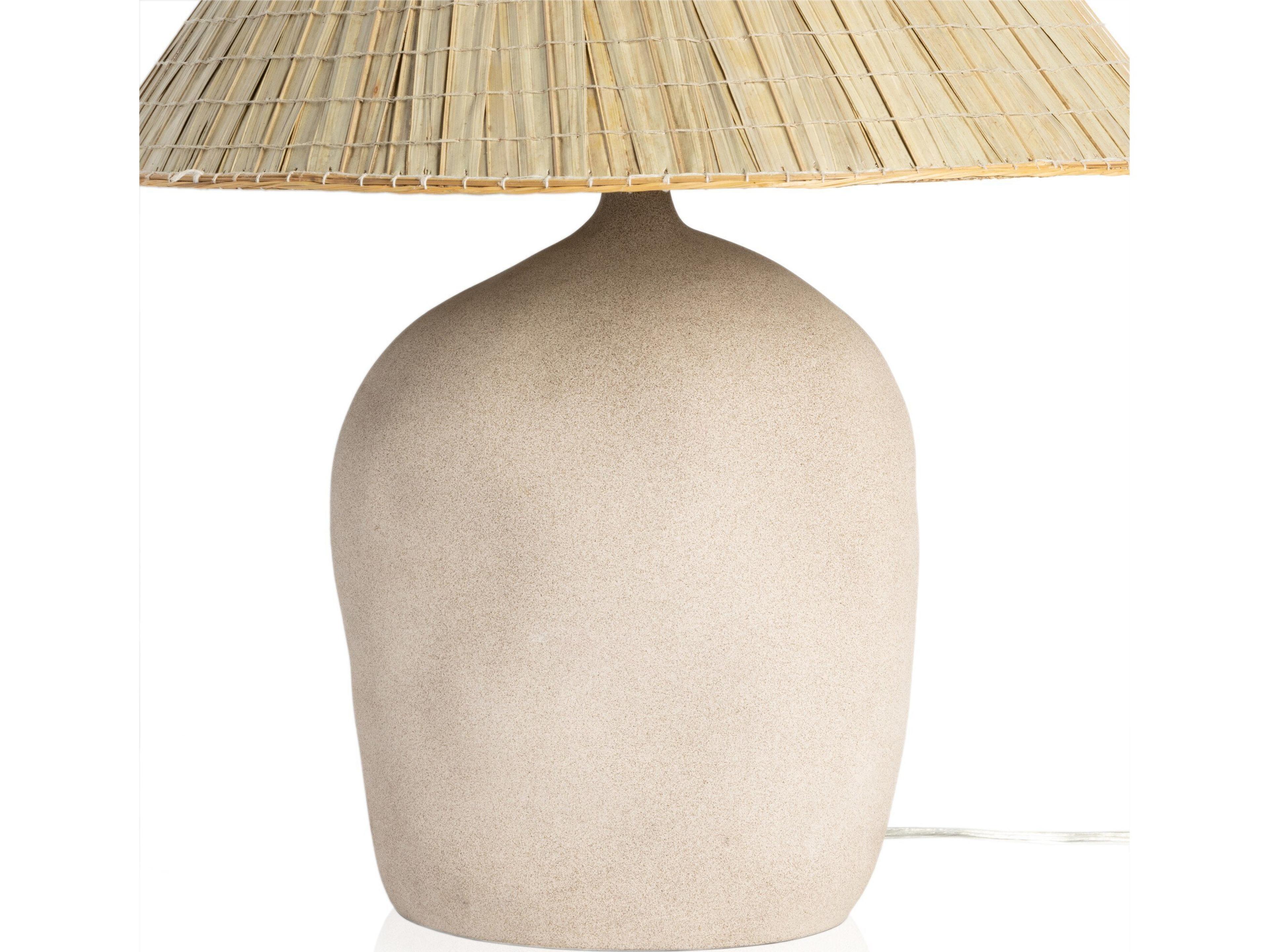 Four Hands Ryker Sand Porcelain Natural Palm Brown LED Buffet Lamp