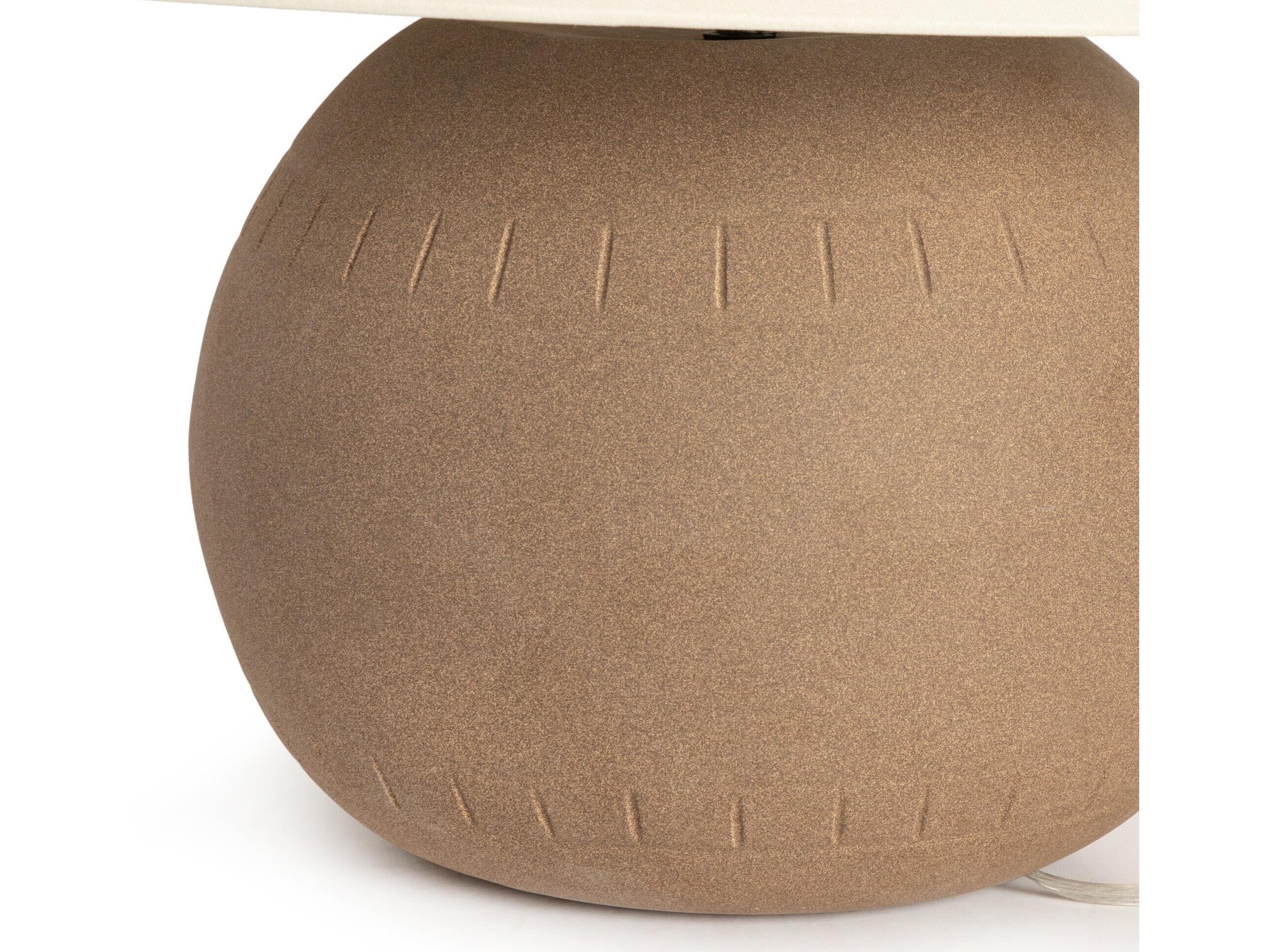 Four Hands Ryker Dark Sand Ivory Linen Brown LED Table Lamp