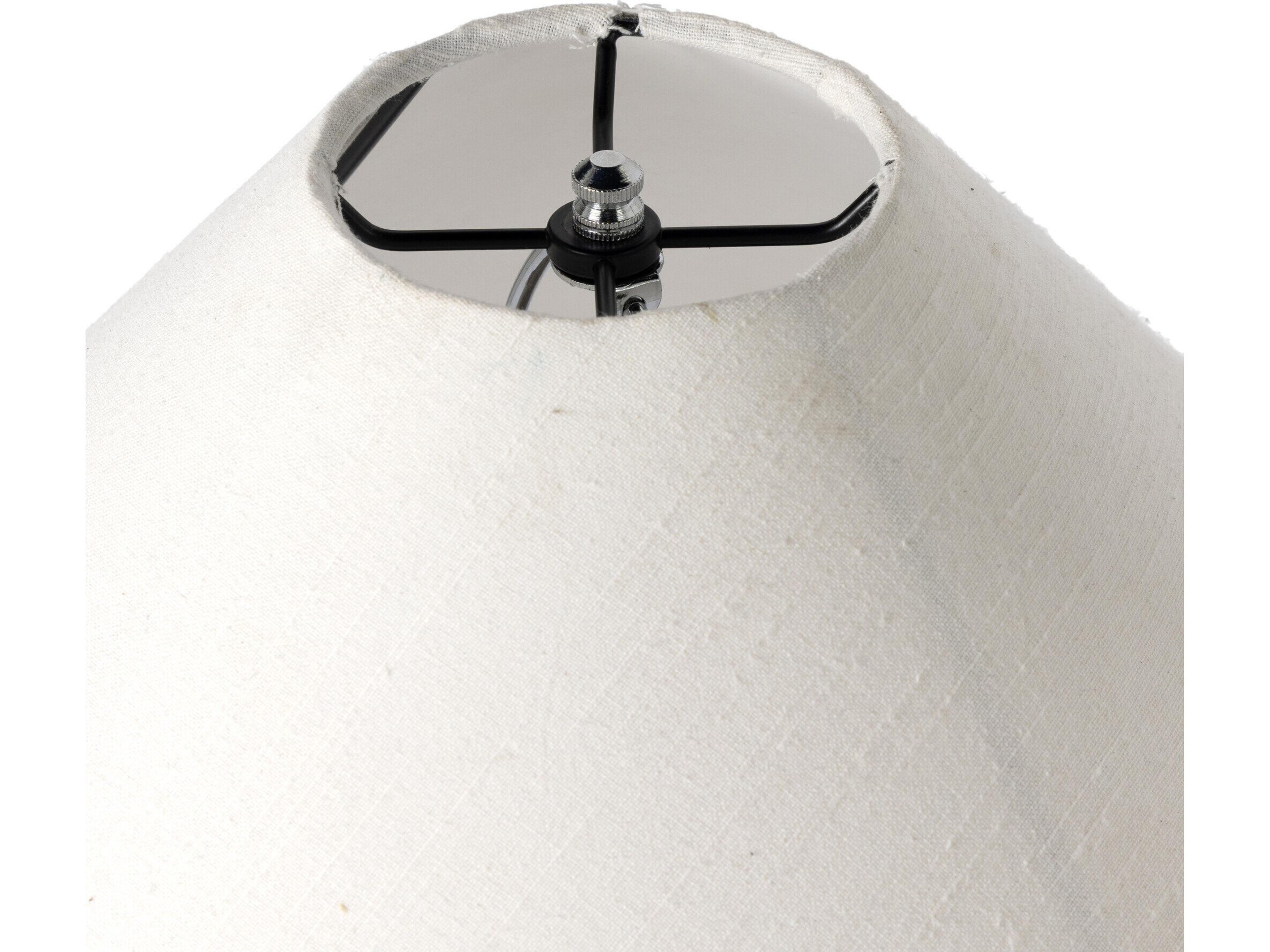 Luxecor Globetrotter Vintage Brown Ceramic Ivory Linen White LED Table Lamp