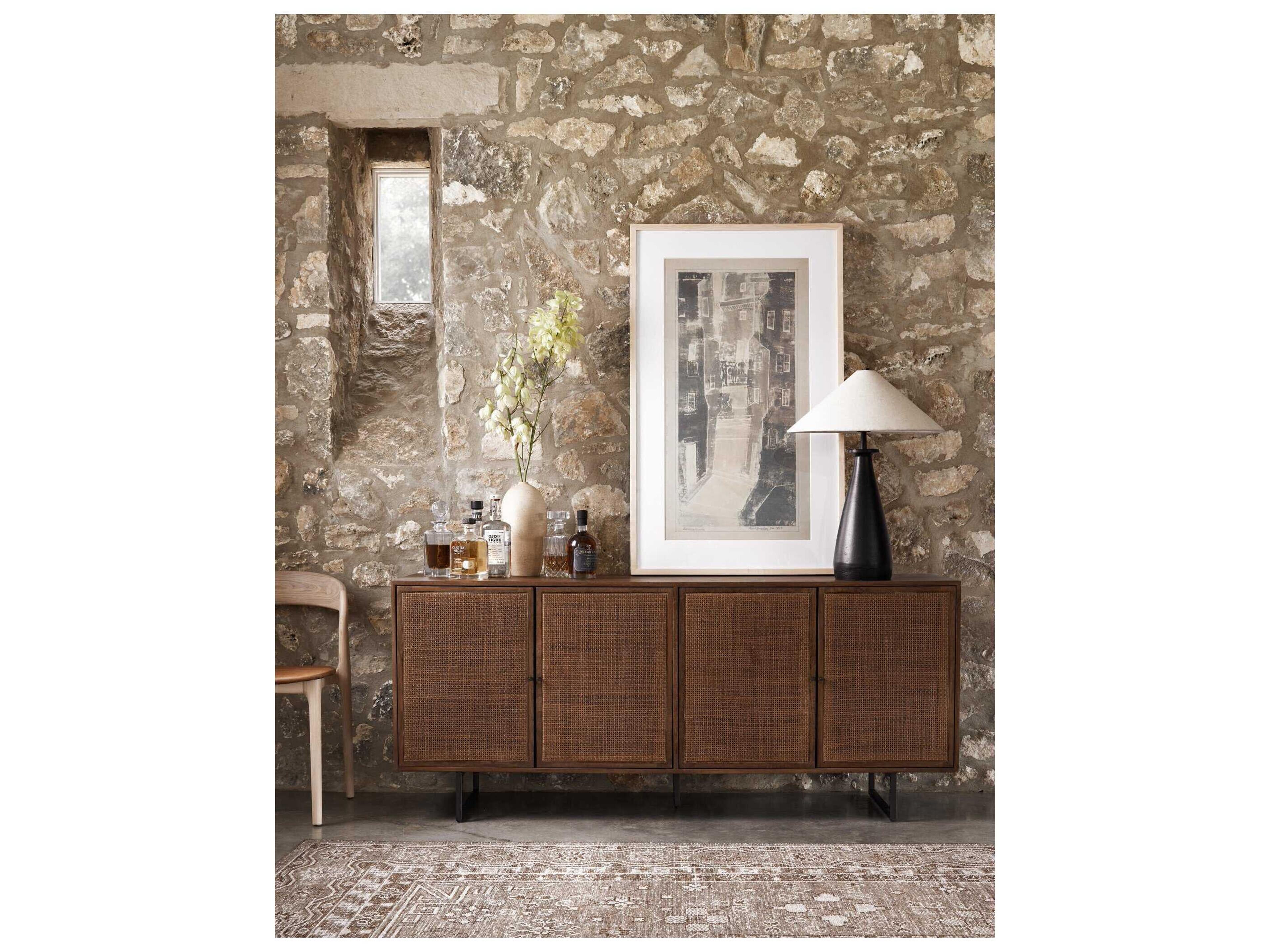 Four Hands Asher Matte Black Light Beige Buffet Lamp