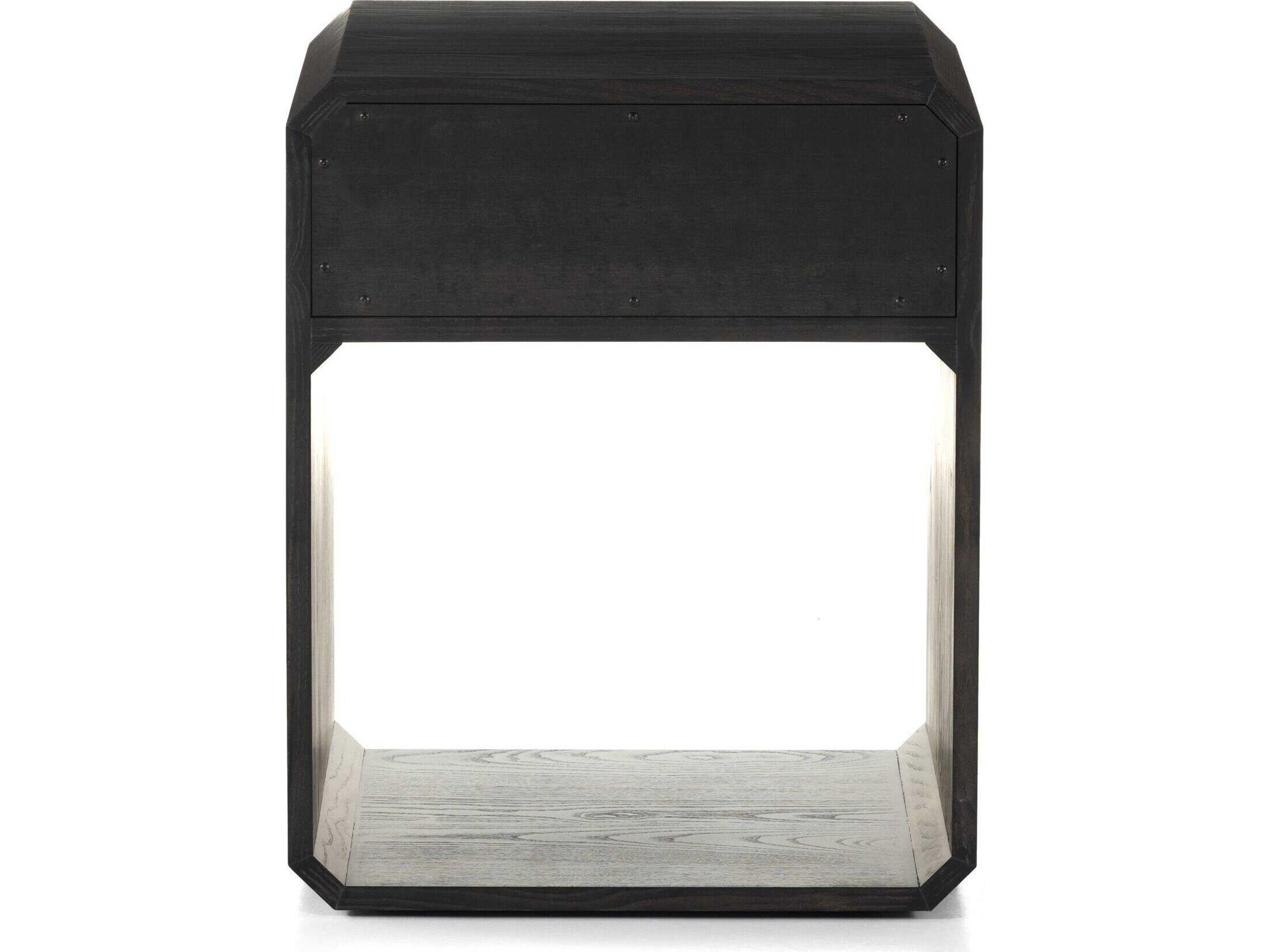 Luxecor Globetrotter Caspian 1-Drawer Black Ash Wood Nightstand