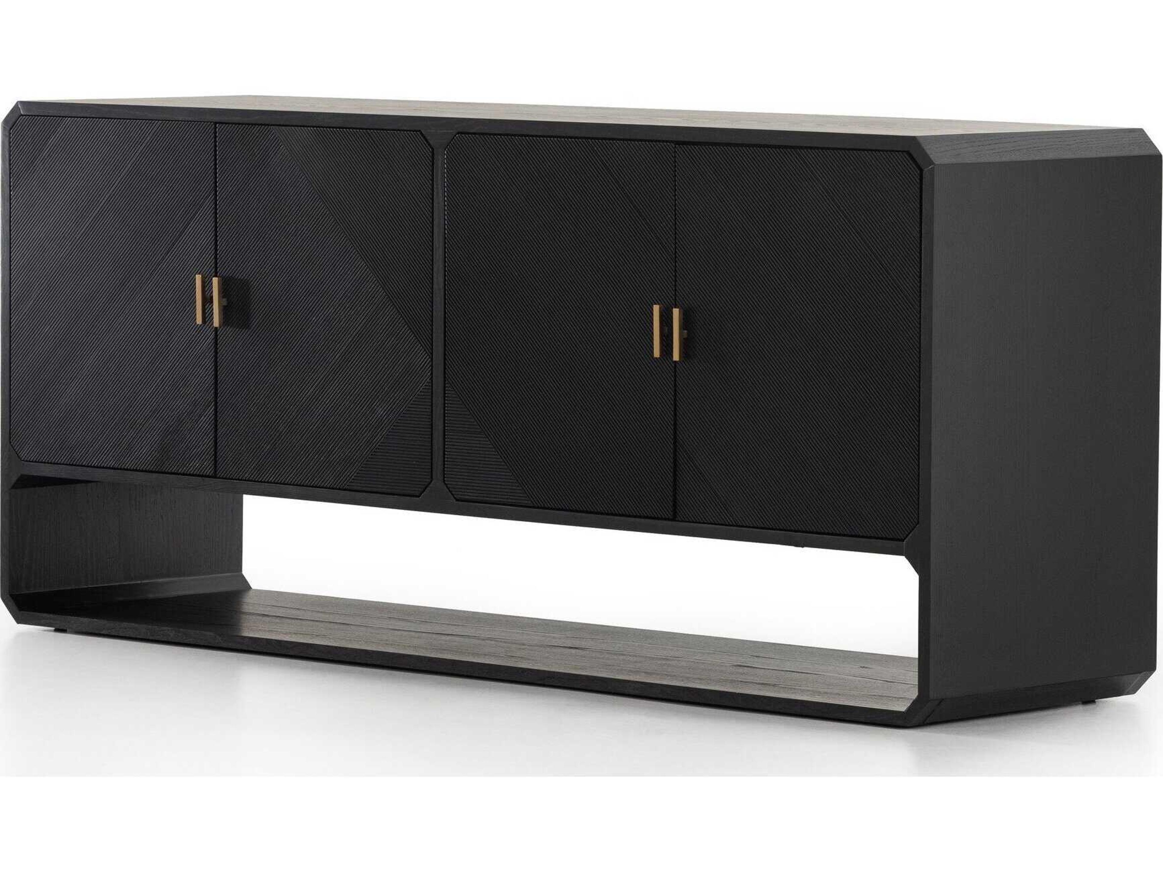 Bolton Caspian Black Ash Veneer Ash Wood Sideboard