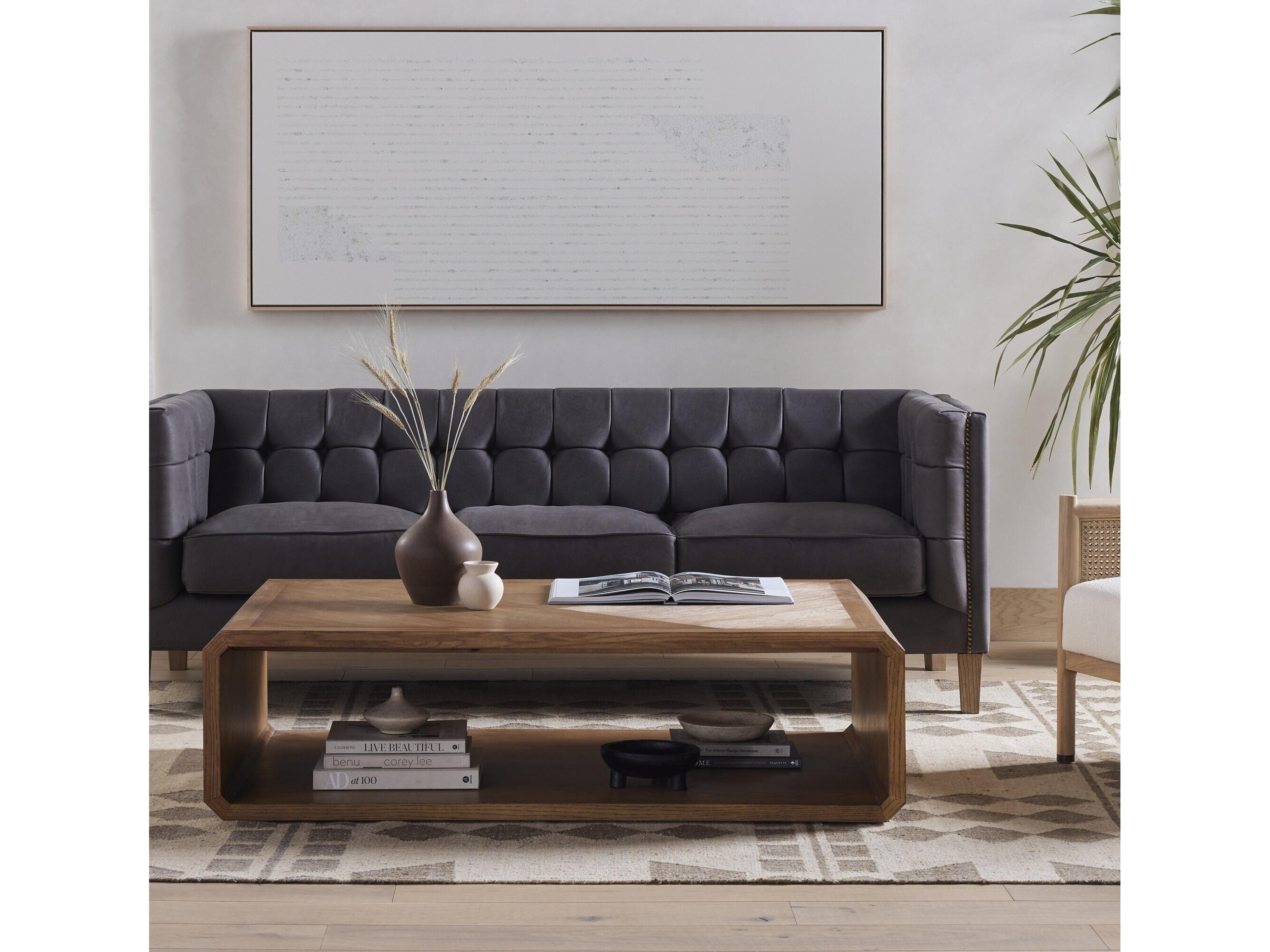 Four Hands Bolton Caspian Rectangular Wood Natural Ash Veneer Coffee Table