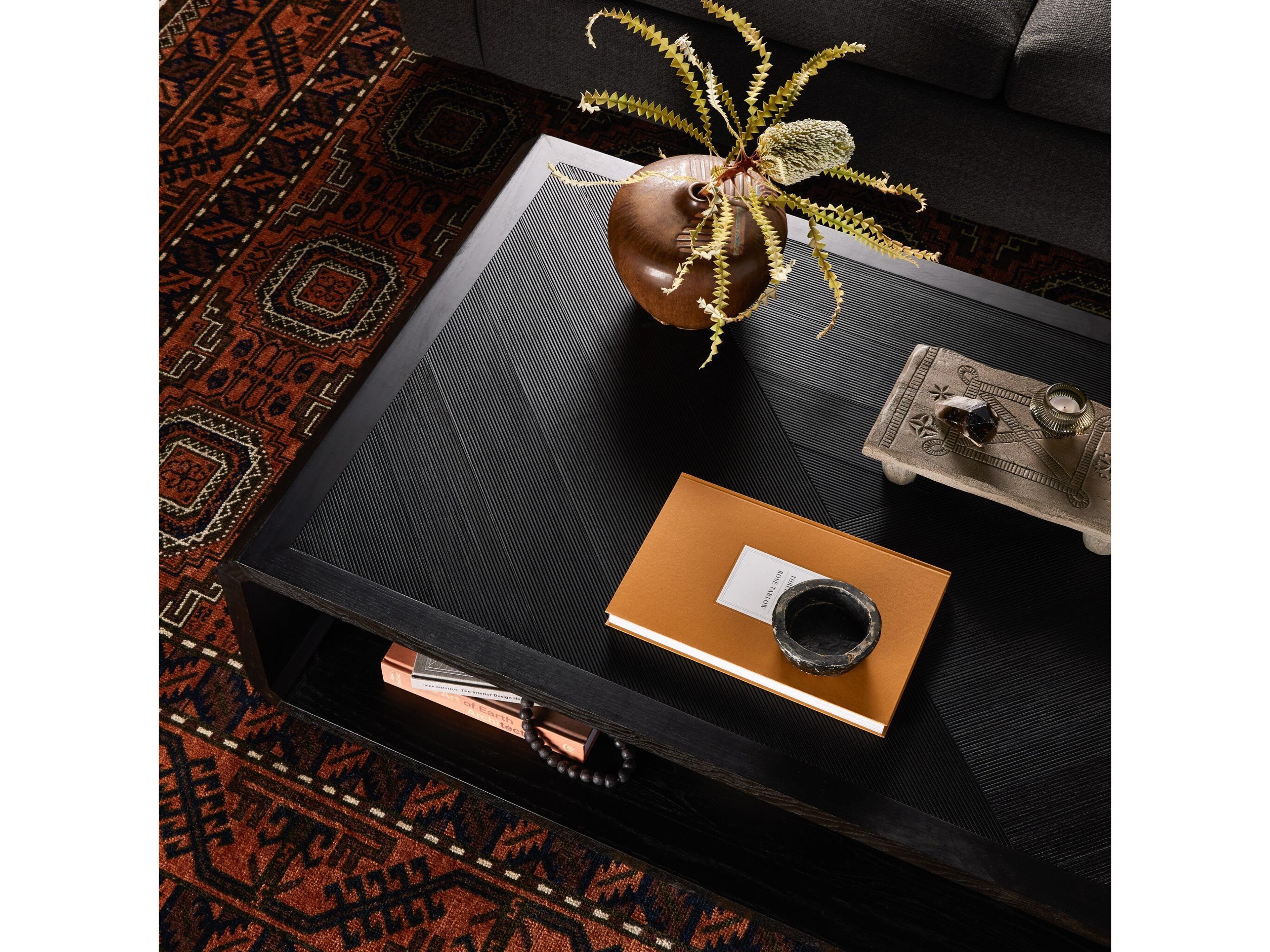 Four Hands Bolton Caspian Black Ash Rectangular Wood Coffee Table