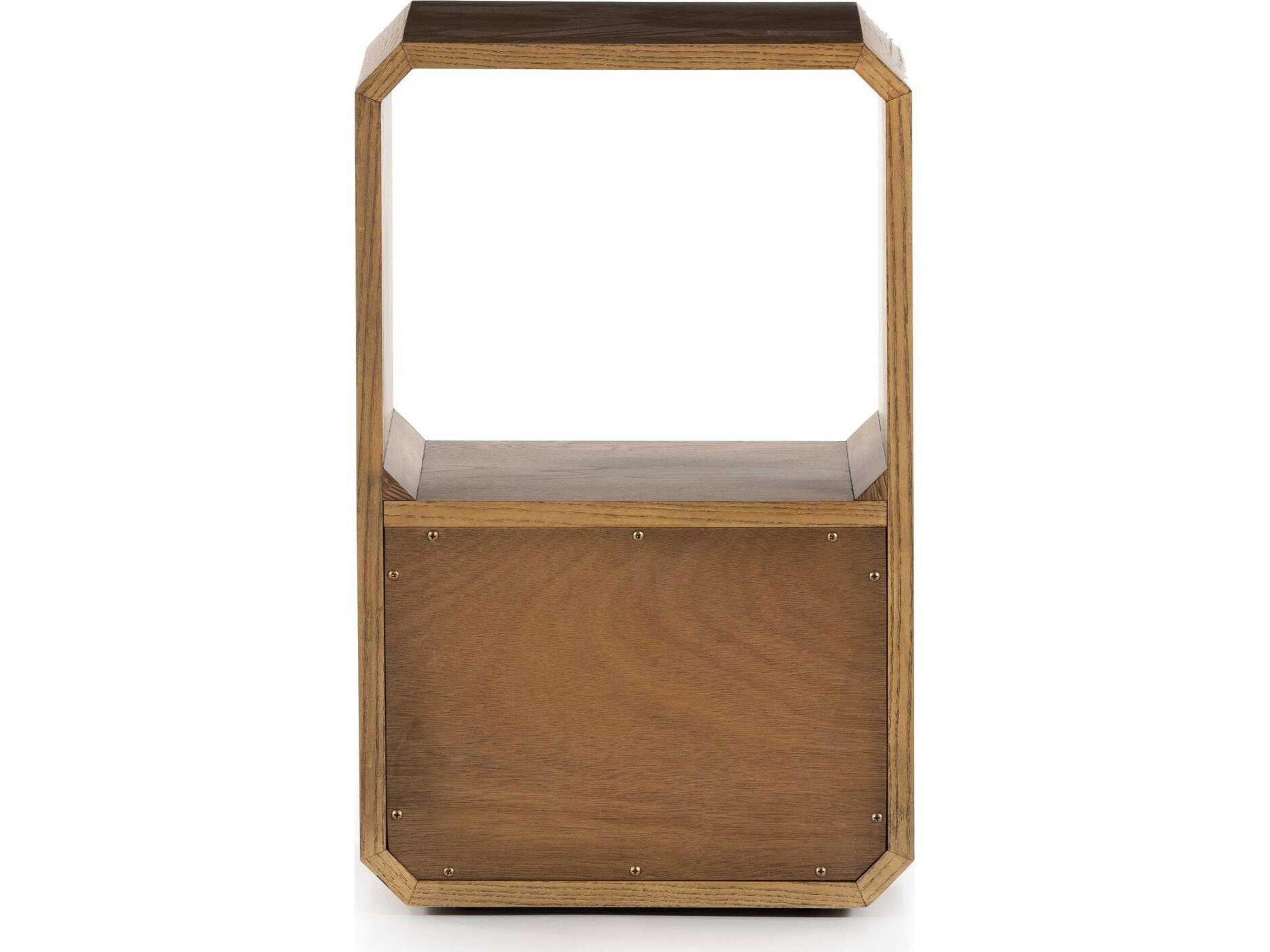 Luxecor Globetrotter Caspian Square Wood Natural Ash Satin Brass End Table