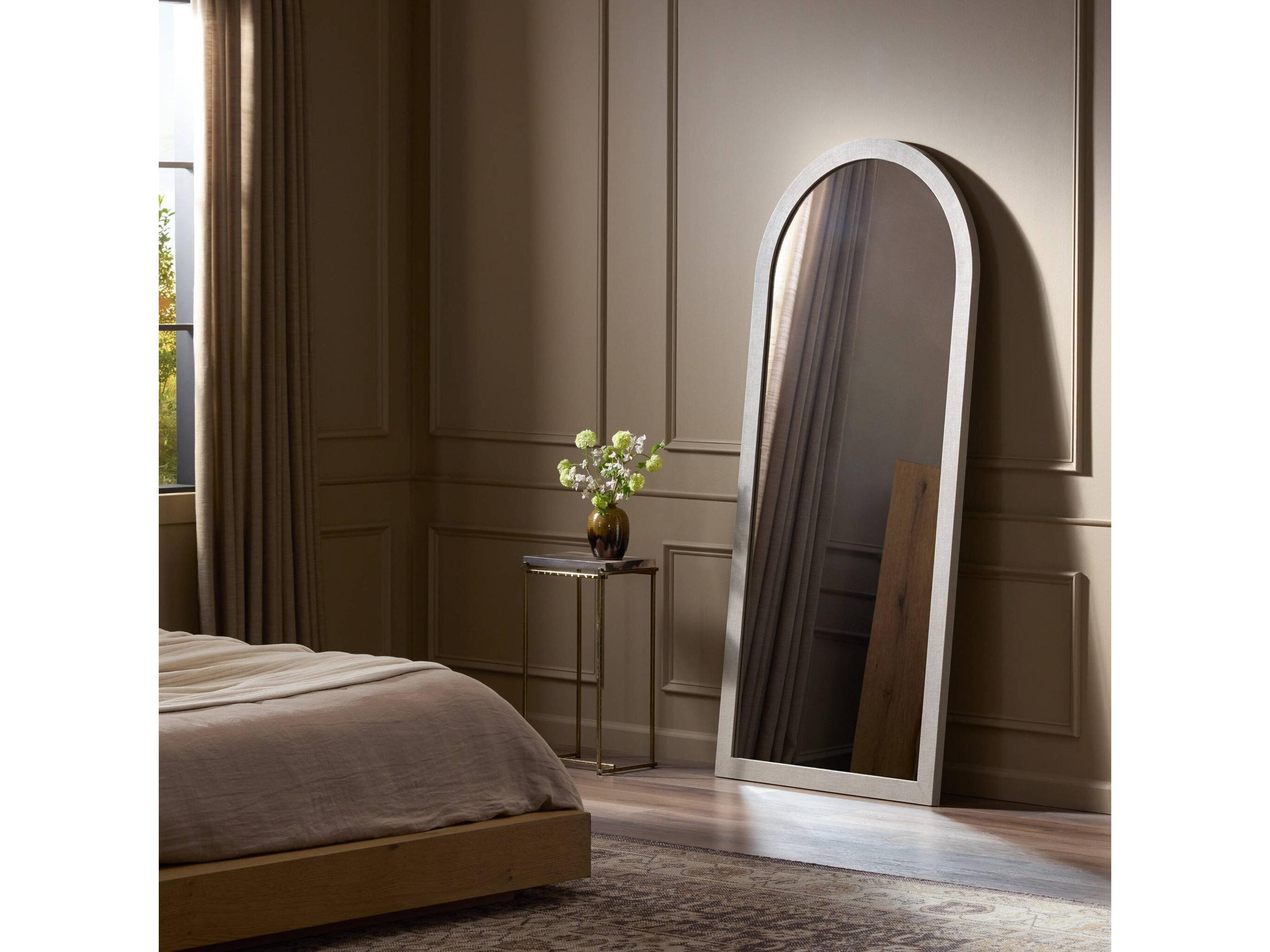 Four Hands Callahan Cressida Ivory Painted Linen Floor Mirror