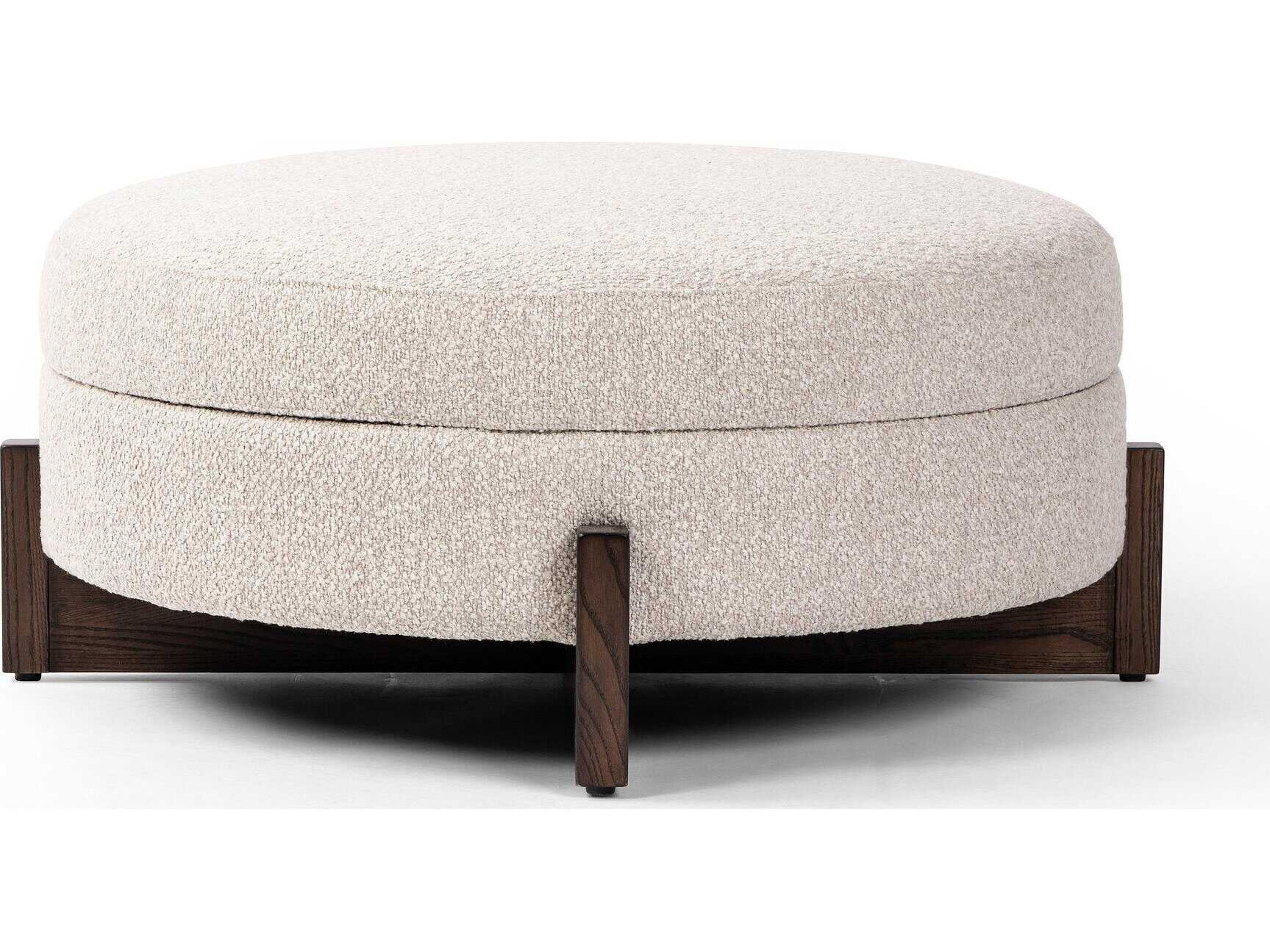 Luxecor Globetrotter Esben Storage Sattley Fog Terra Brown Nettlewod Beige Upholstered Ottoman