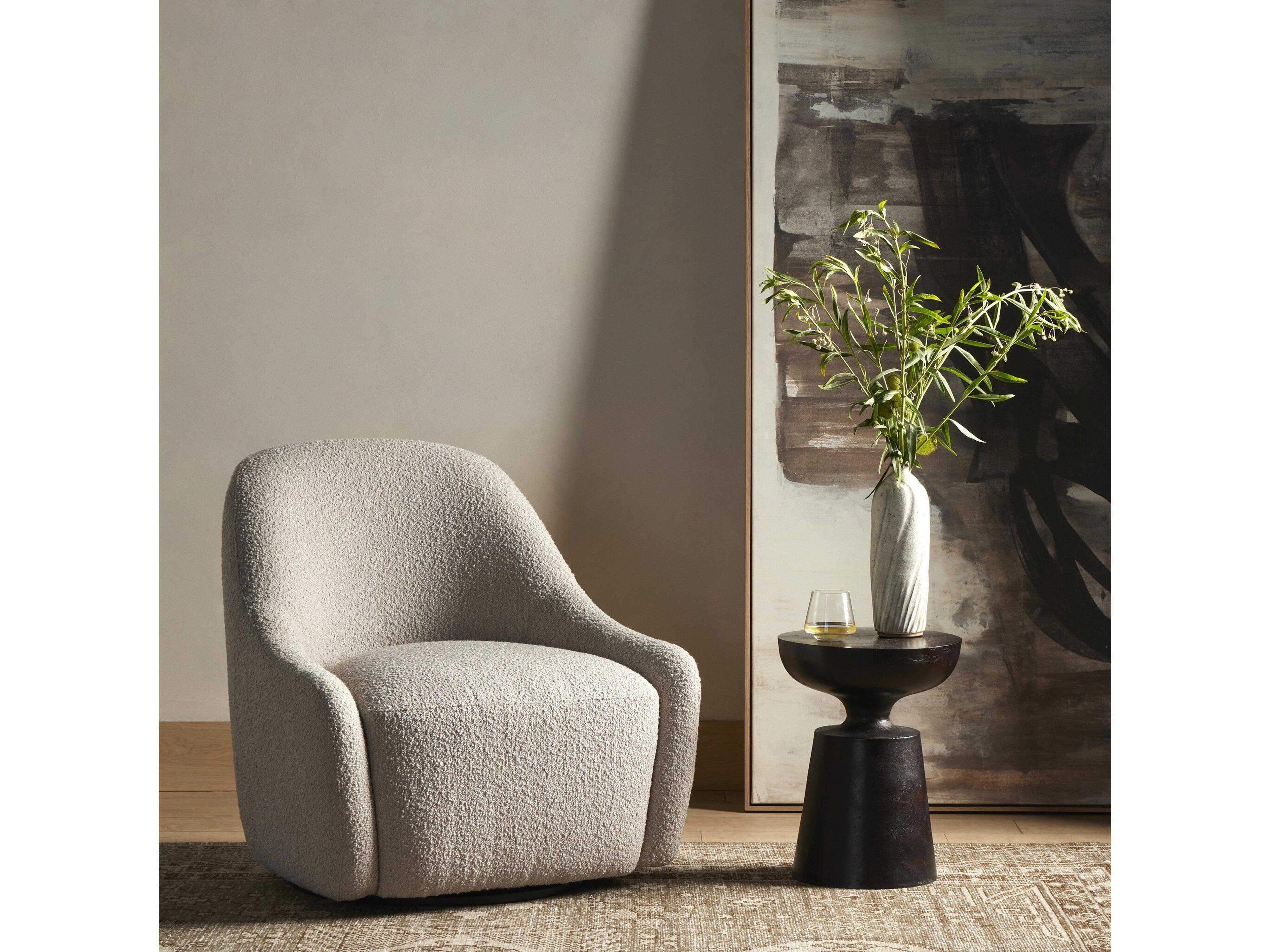 Four Hands Oslo Levi Knoll Sand Swivel Accent Chair