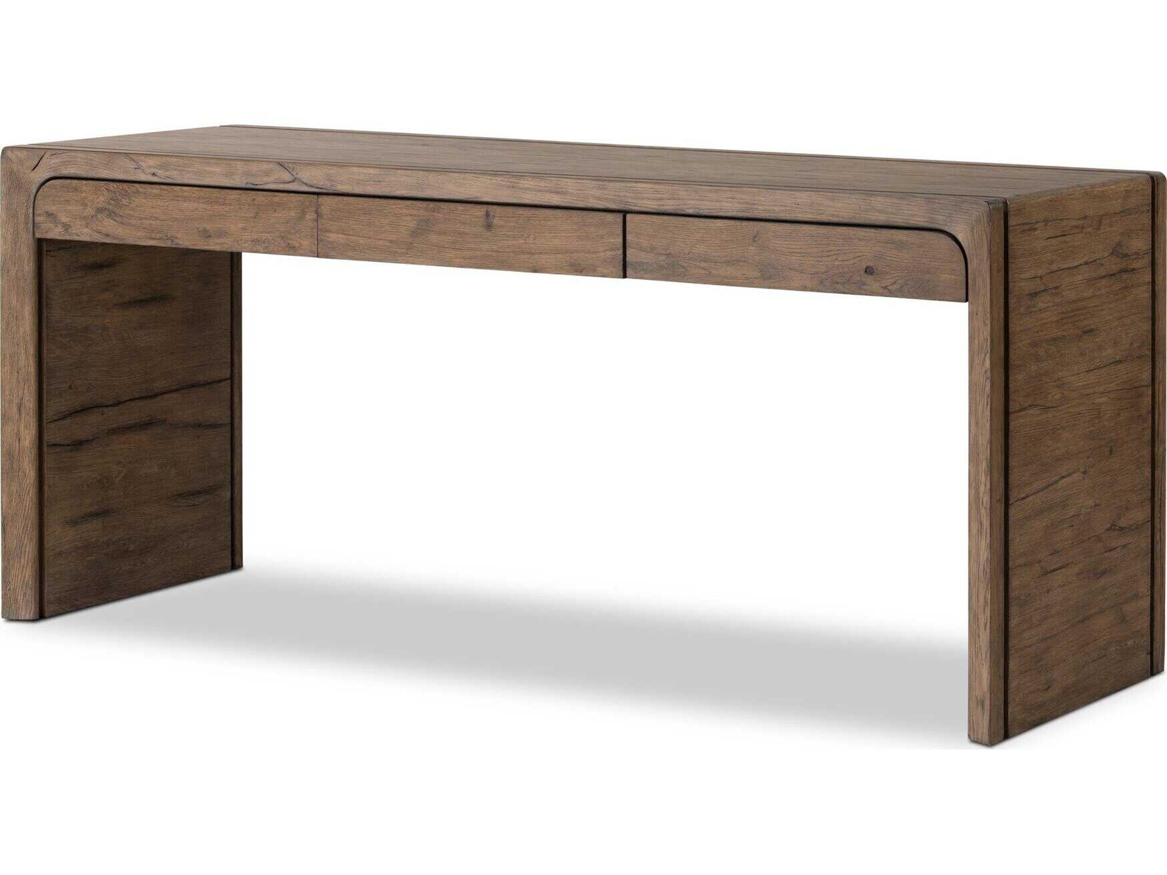 Bina Henry Rustic Grey Brown Oak Wood Writing Desk