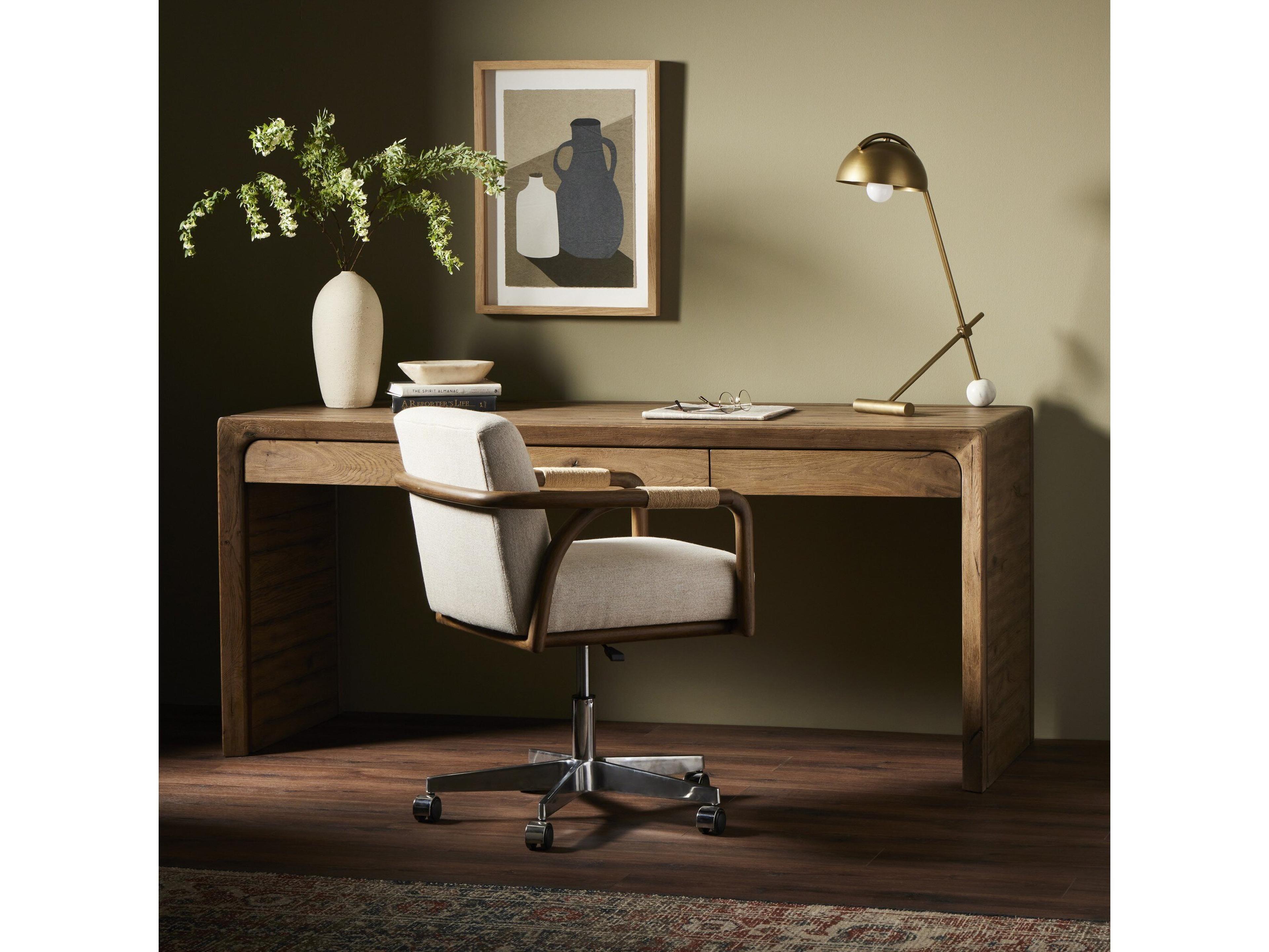 Four Hands Bina Henry Rustic Grey Brown Oak Wood Writing Desk