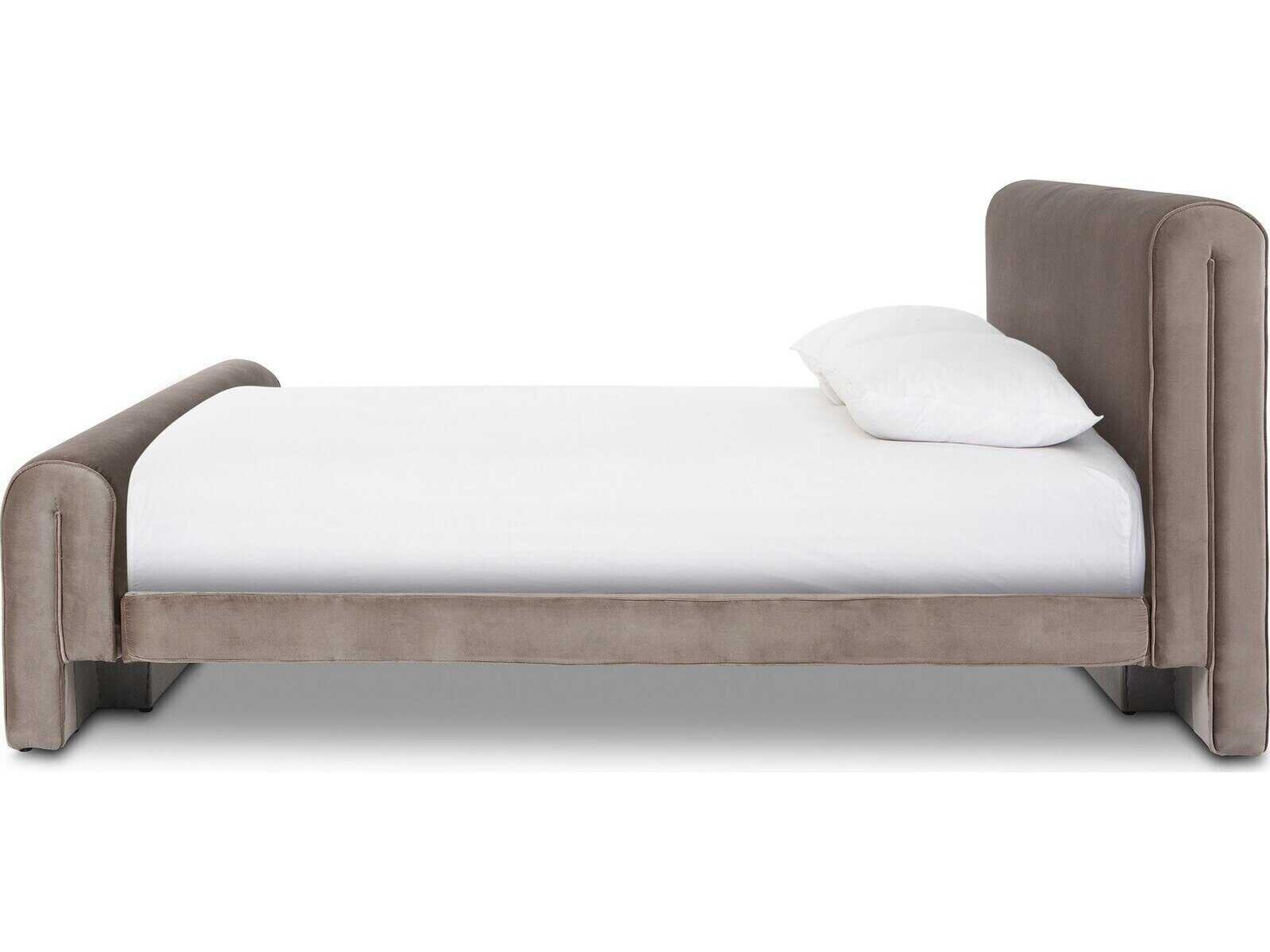 Four Hands Norwood Surrey Fossil Burma Shiitake Brown Upholstered King Panel Bed